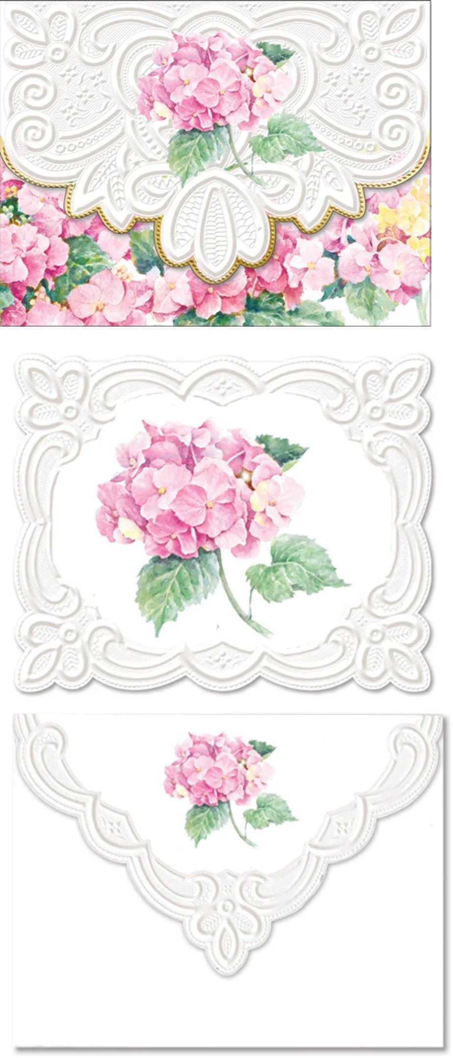 Pink Hydrangea Embossed Notecard Set - Image 3