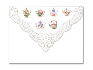 Quilted Tea Cup Embossed, Die-cut Boxed Note Cards - Image 3