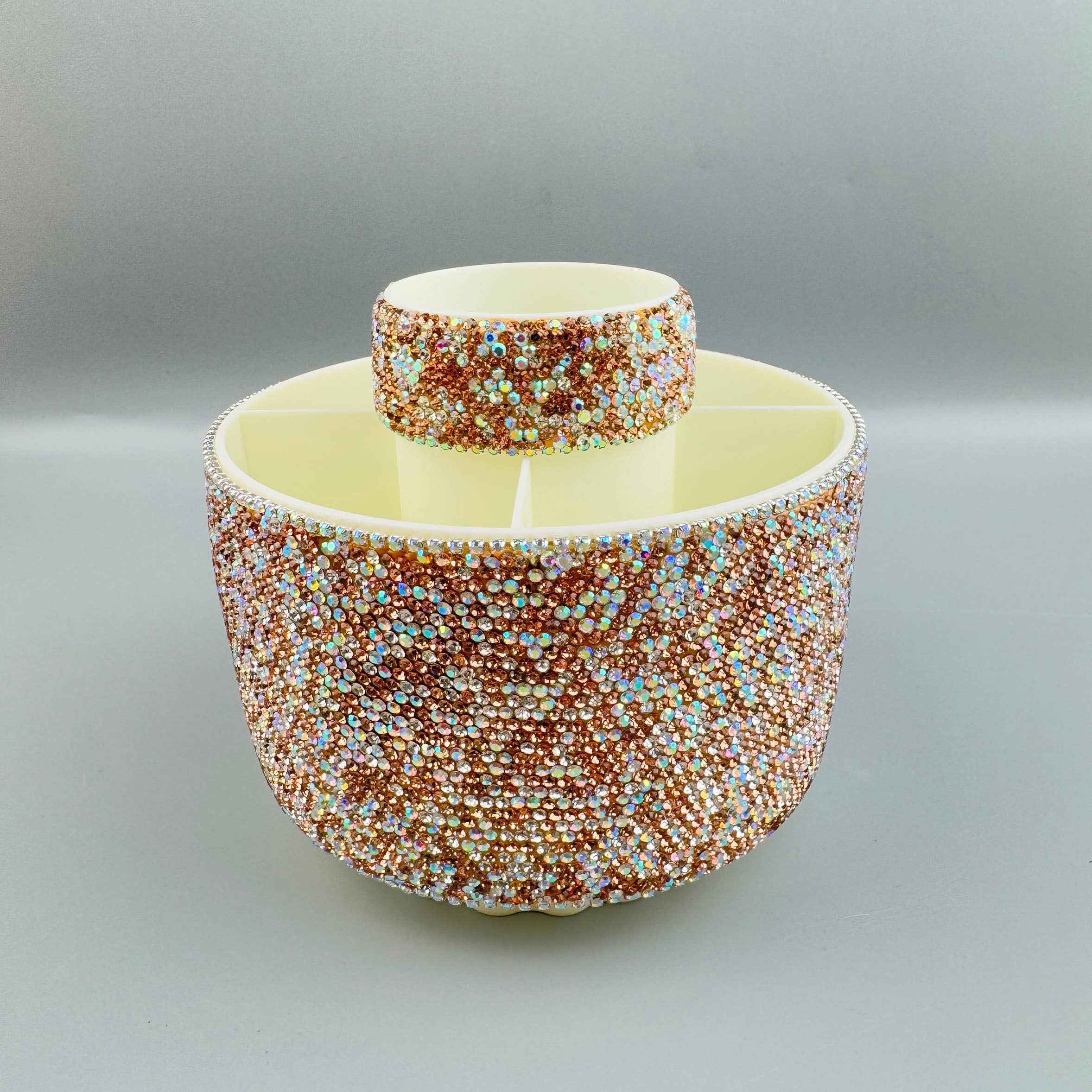 Rhinestone Make Up Brush Holder 5 Slot : Gold