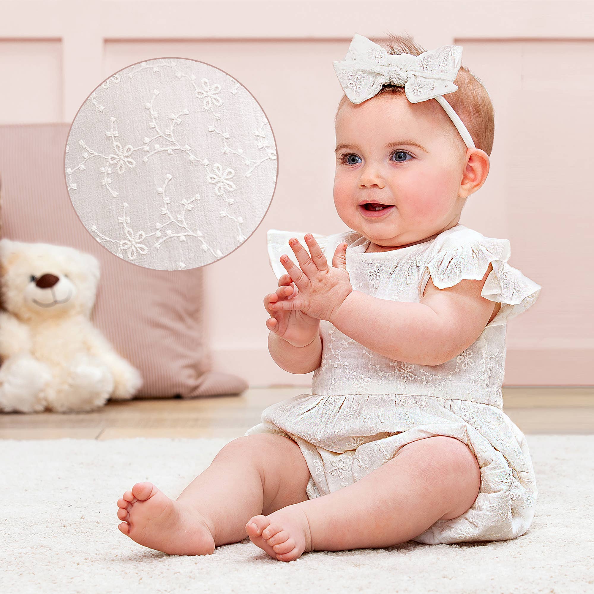 Charlotte Embroidered Cotton Summer Romper - Image 2