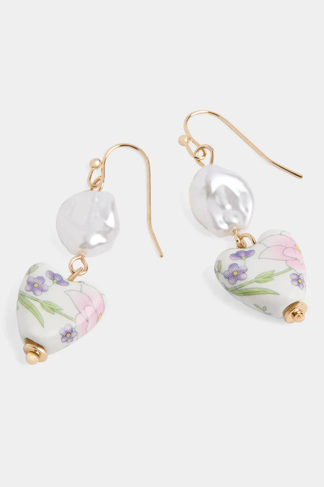 Charming Blossom Earrings - White Heart