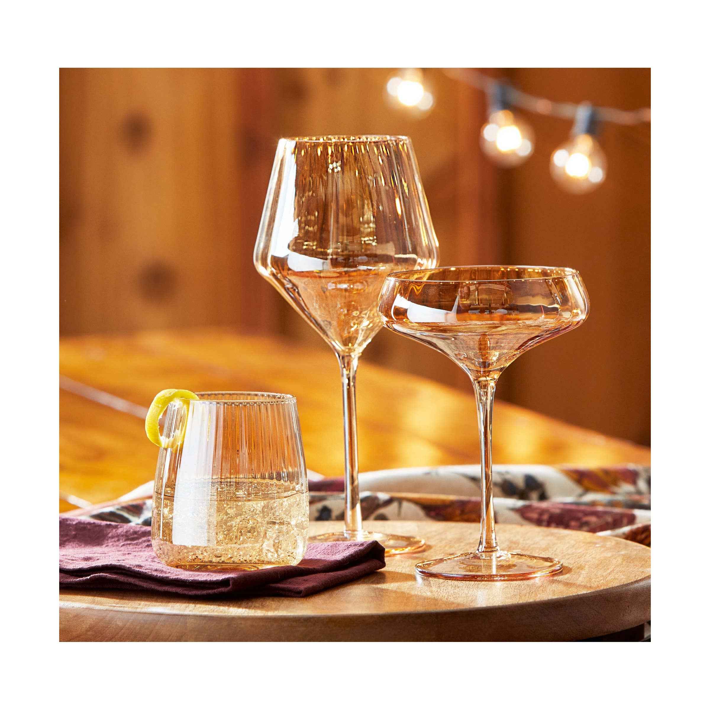 Wine Glass Amber Glass Everyday: Gold / Glass - Image 3
