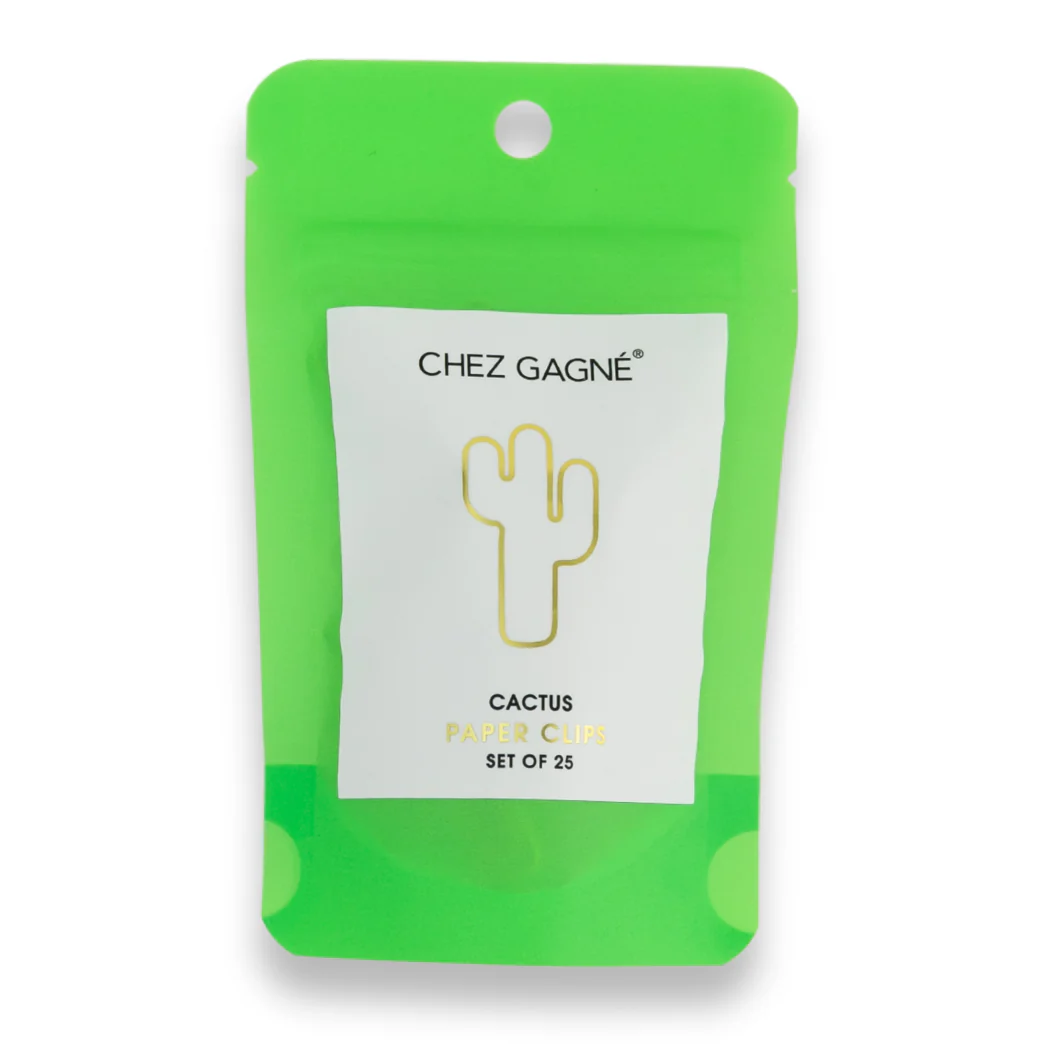 Cactus - Unique Gold Plated Paper Clips - Pack of 25