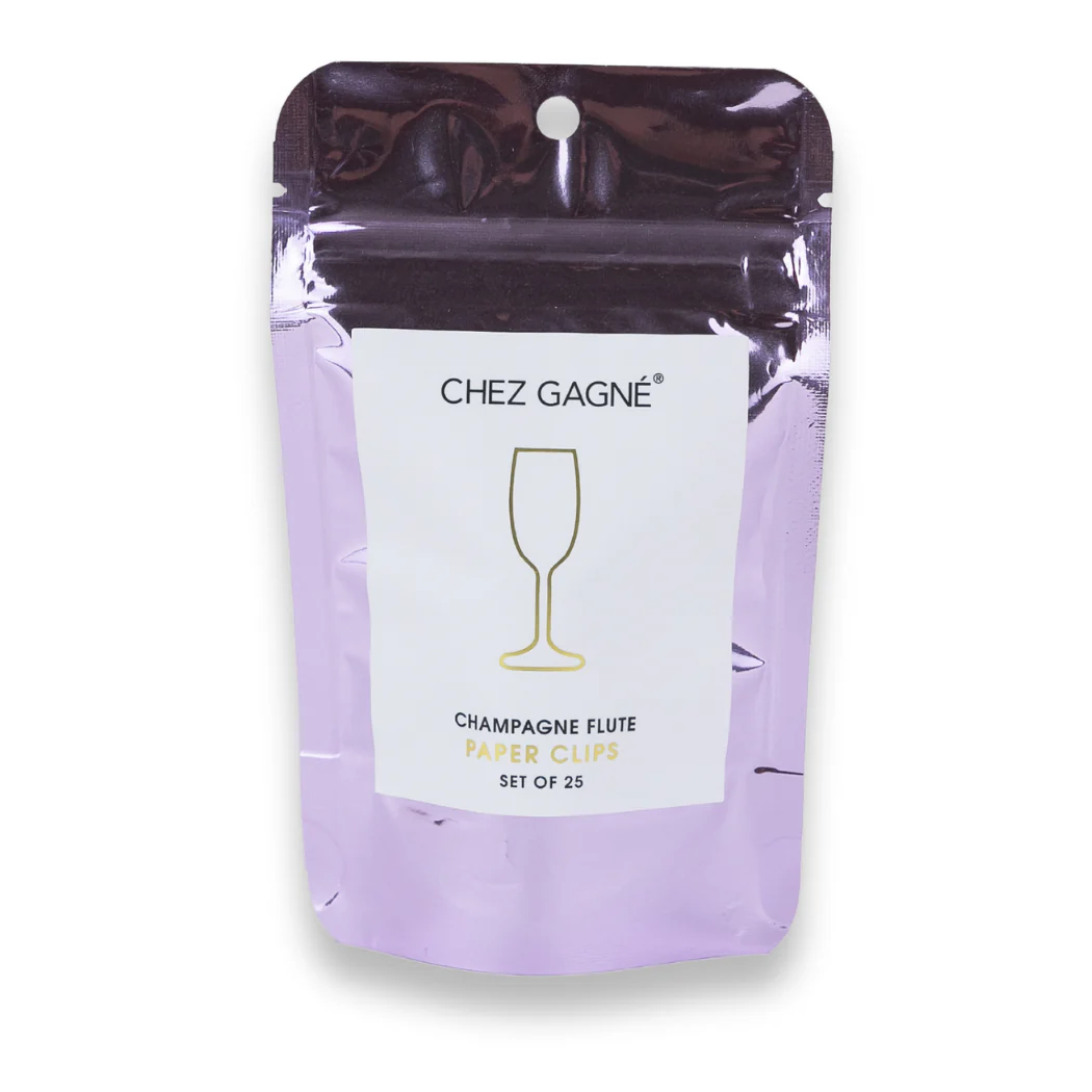 Champagne Flute - Unique Gold Plated Paper Clips - Pack of 25