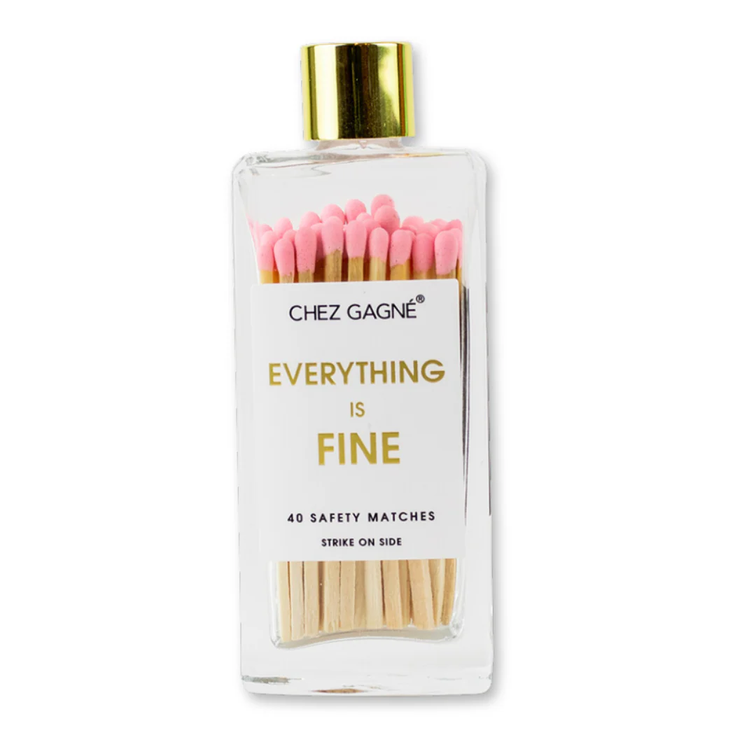 Chez Gagné - Everything is Fine - Glass Bottle Safety Matches - Pink