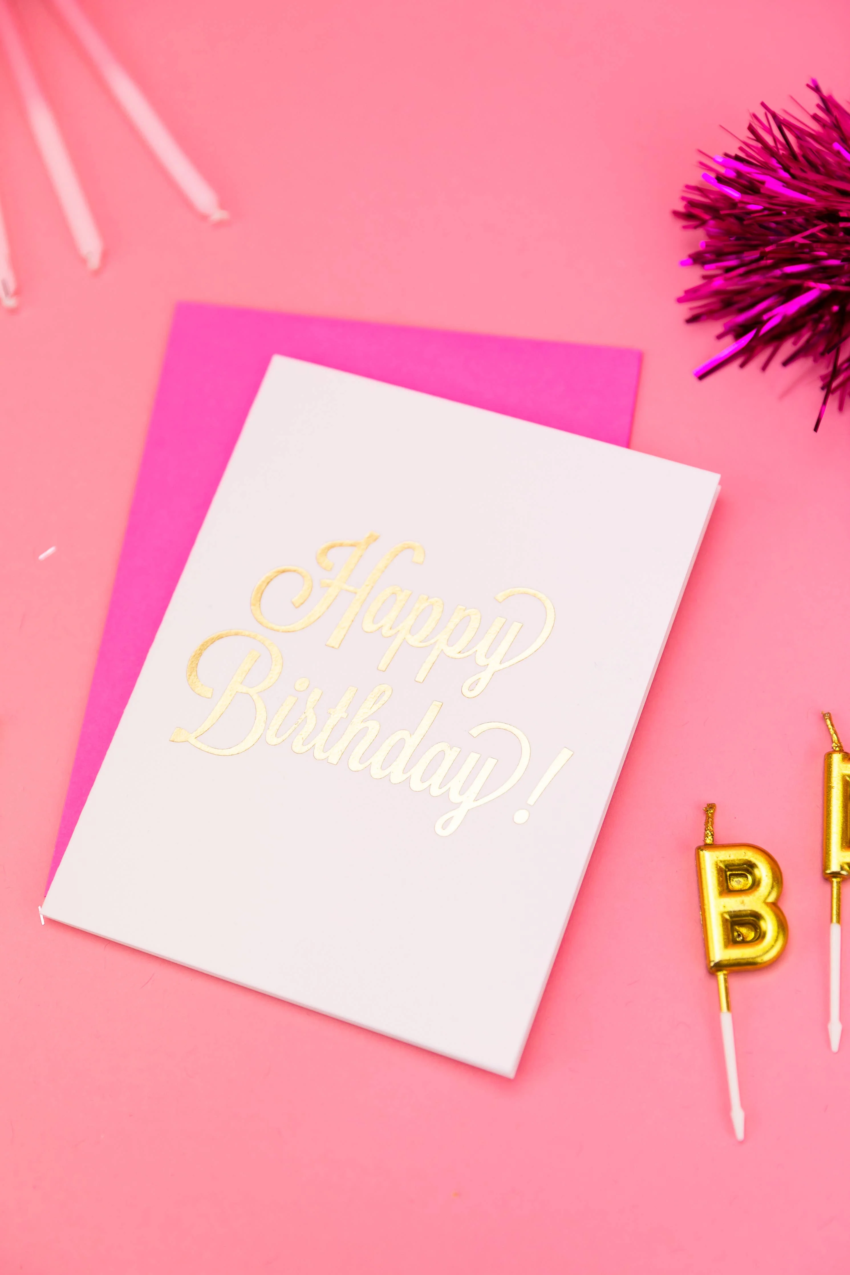 Happy Birthday Script - Gold Foil Letterpress Card - Image 3