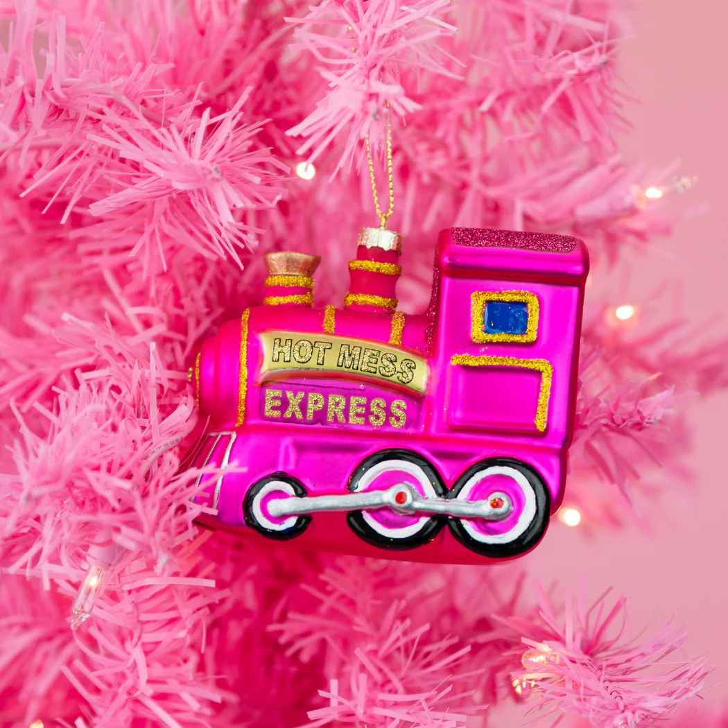Chez Gagné - Hot Mess Express - Locomotive Train - Glass Blown Holiday Ornament - Image 3
