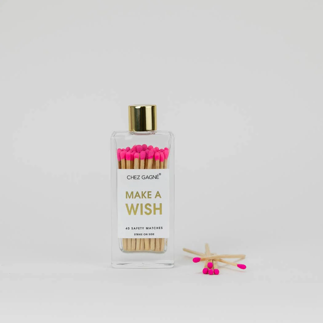 Make A Wish - Birthday Glass Bottle Safety Matches - Bright Pink - Image 13
