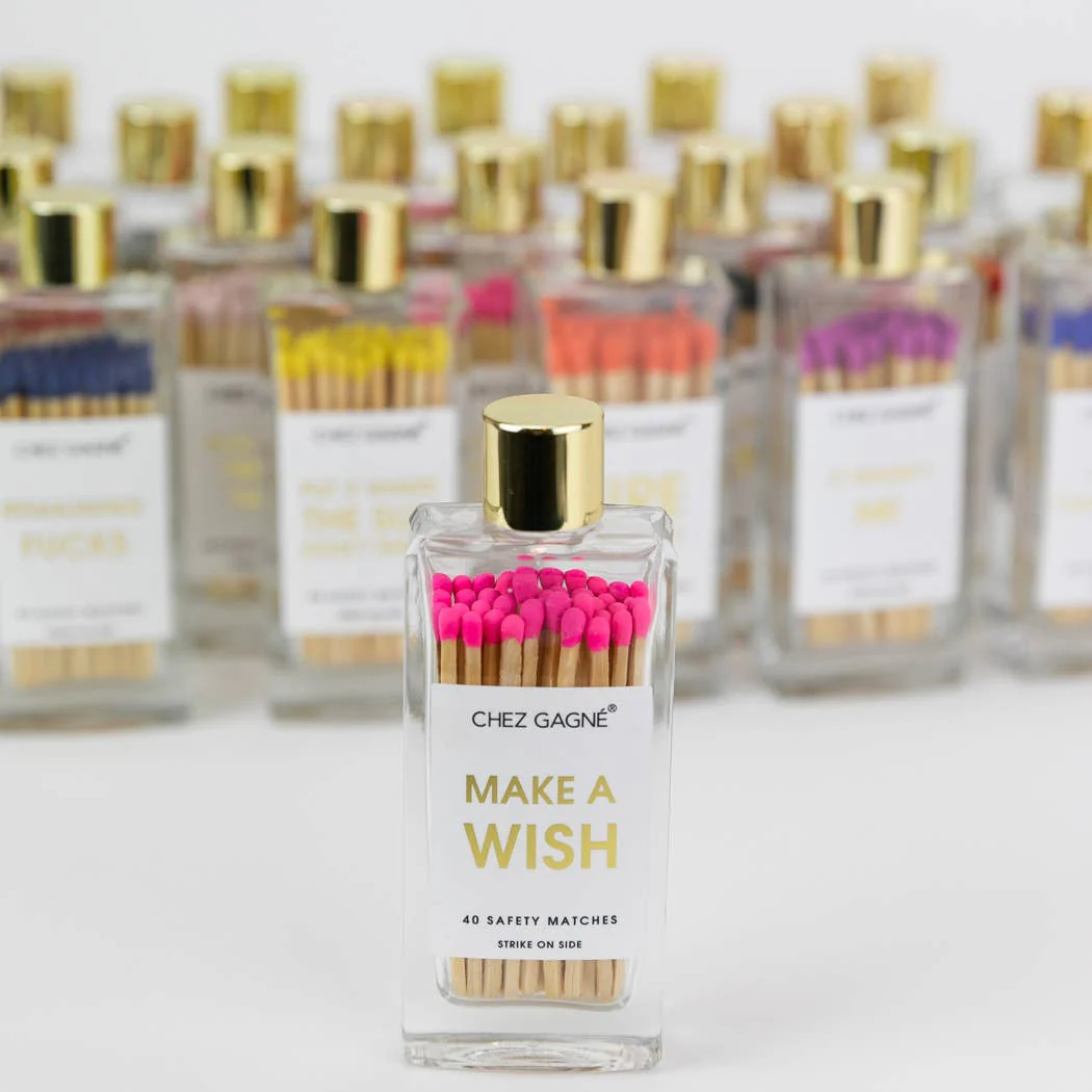 Make A Wish - Birthday Glass Bottle Safety Matches - Bright Pink - Image 6