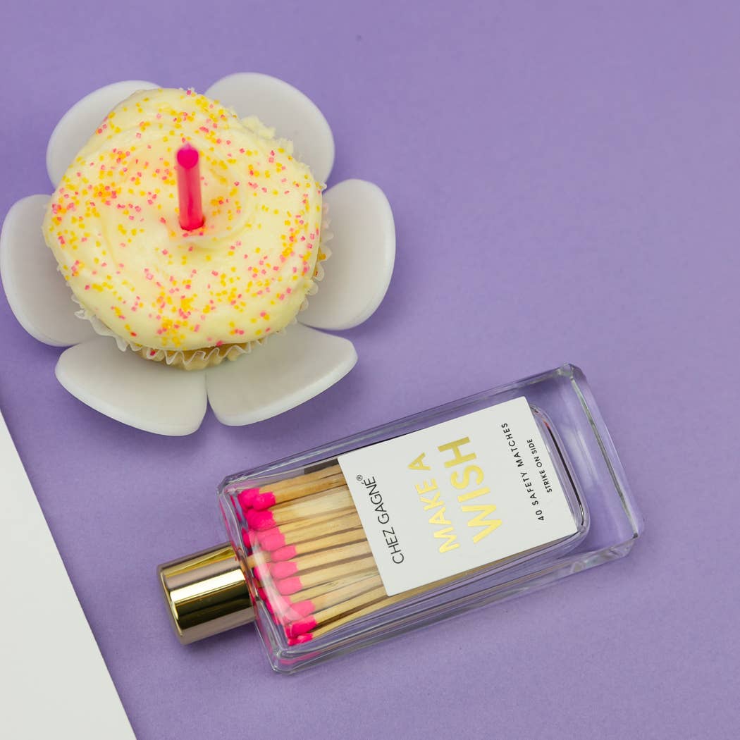 Make A Wish - Birthday Glass Bottle Safety Matches - Bright Pink - Image 7