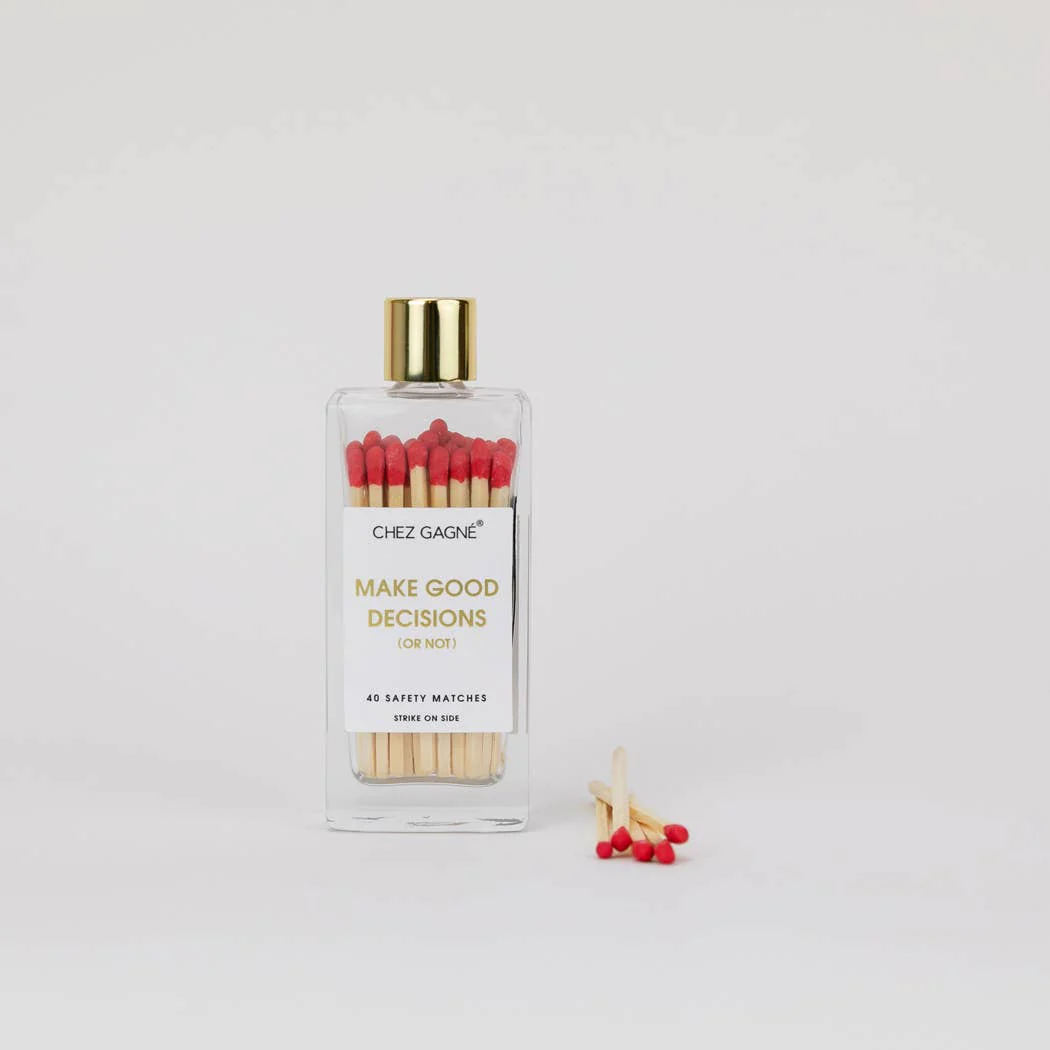 Chez Gagné - Make Good Decisions Or Not -Glass Bottle Safety Matches -Red - Image 4
