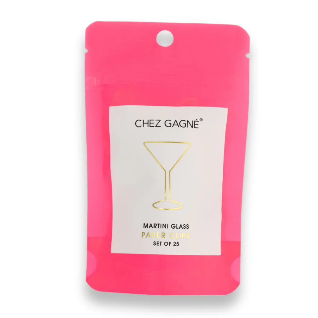 Martini Glass - Unique Gold Plated Paper Clips - Pack of 25