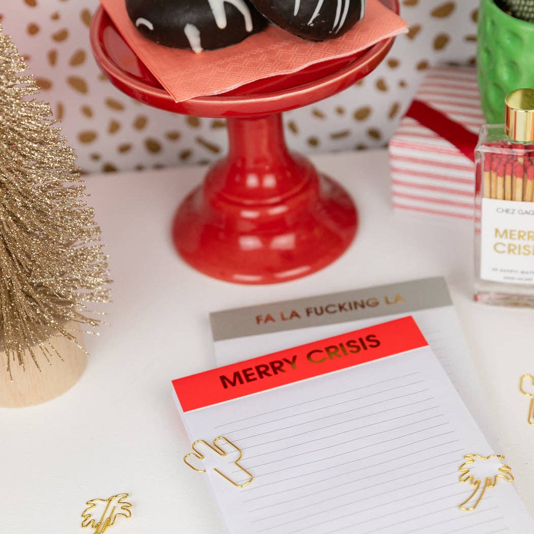 Merry Crisis - Holiday Lined Notepad - Christmas Red - 65 perforated pages - 5x8 - Image 3