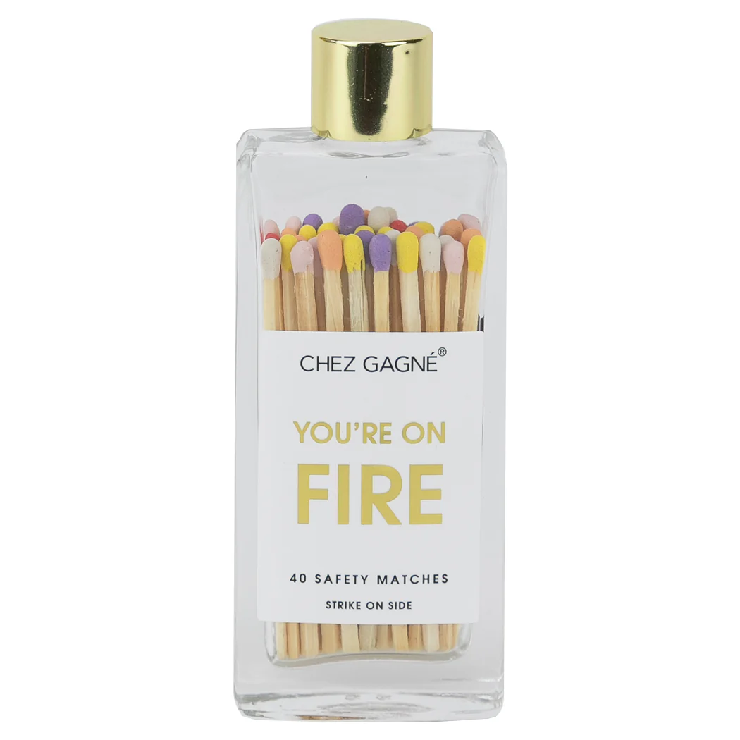 You're on Fire - Glass Bottle Safety Matches - Rainbow/Multi