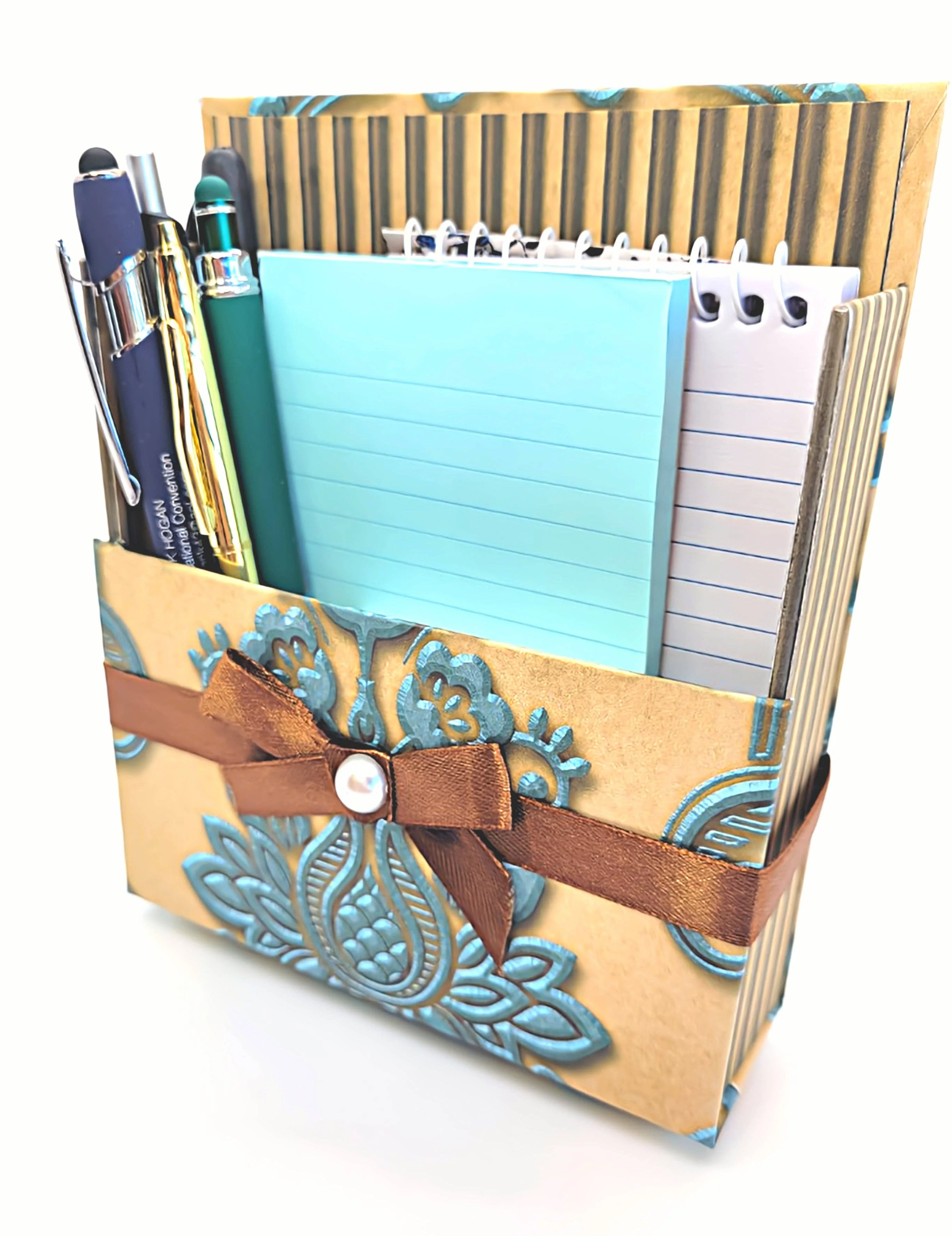 42-Pc Stationery For Him Gift Box Set+Organizer, Blue/Brown - Image 6