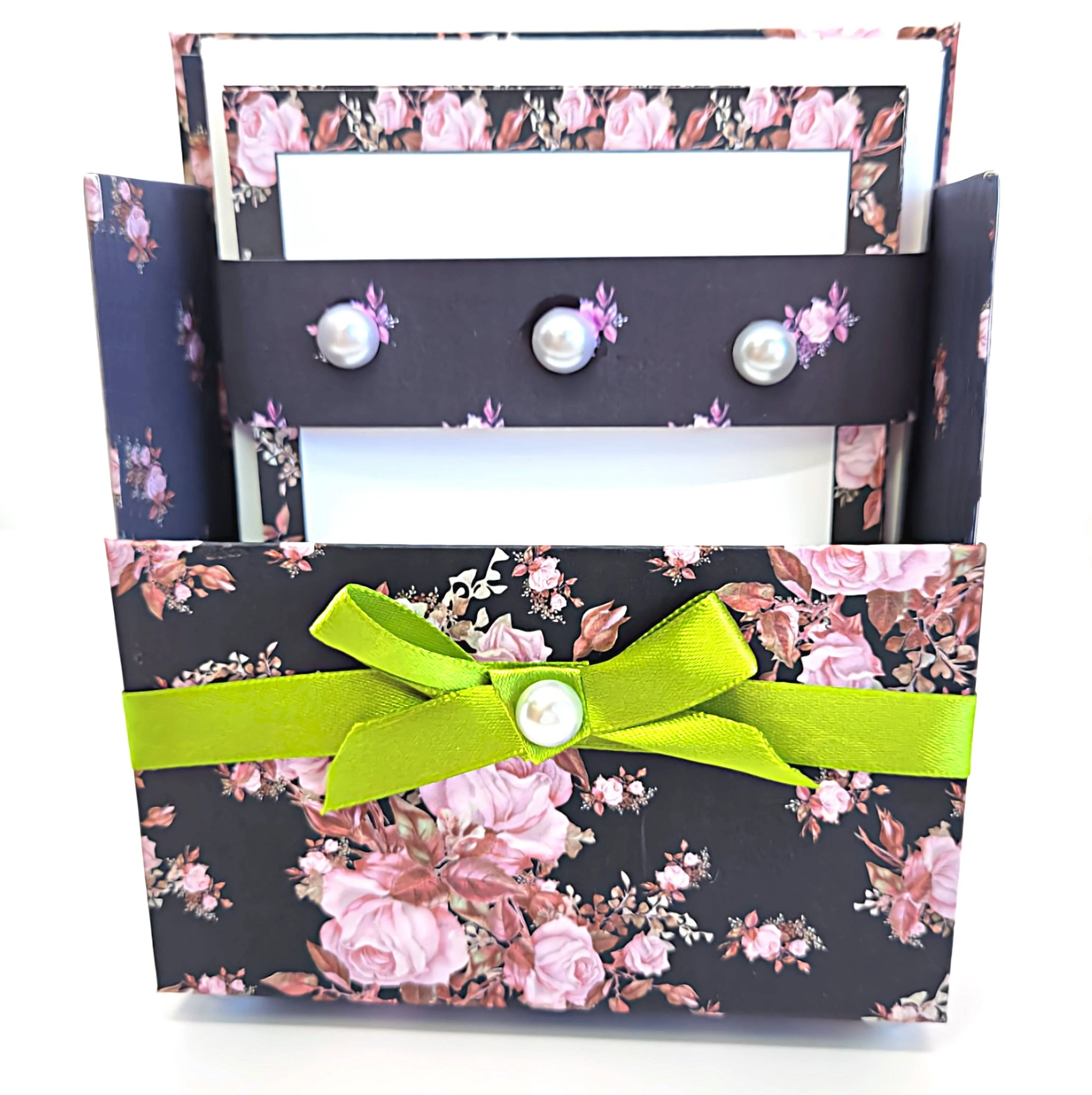 42-Pc Stationery Gift Box Set w/Desk Organizer, Pink & Black - Image 8