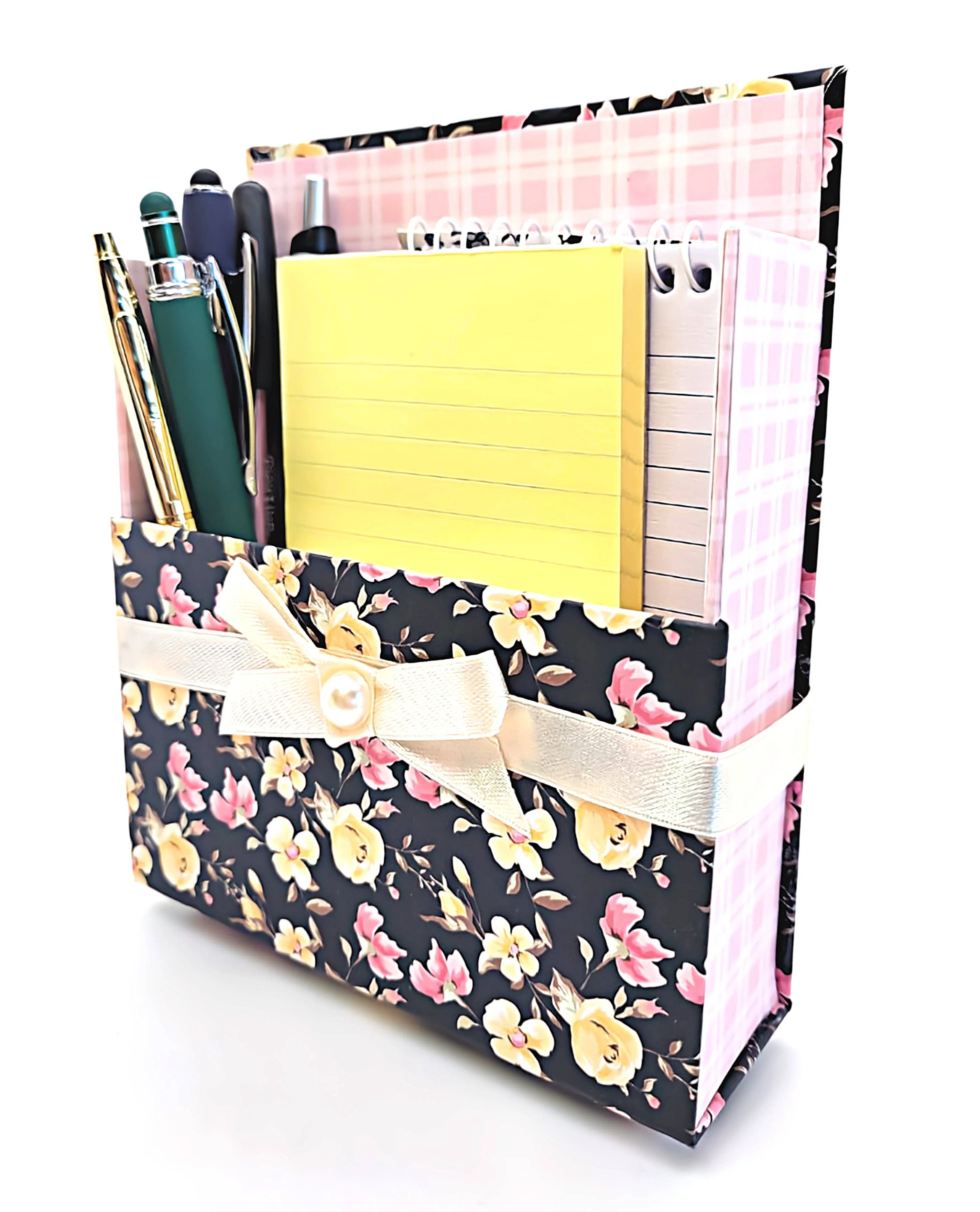 42-Pc Stationery Gift Box Set w/Desk Organizer, Yellow Roses - Image 6