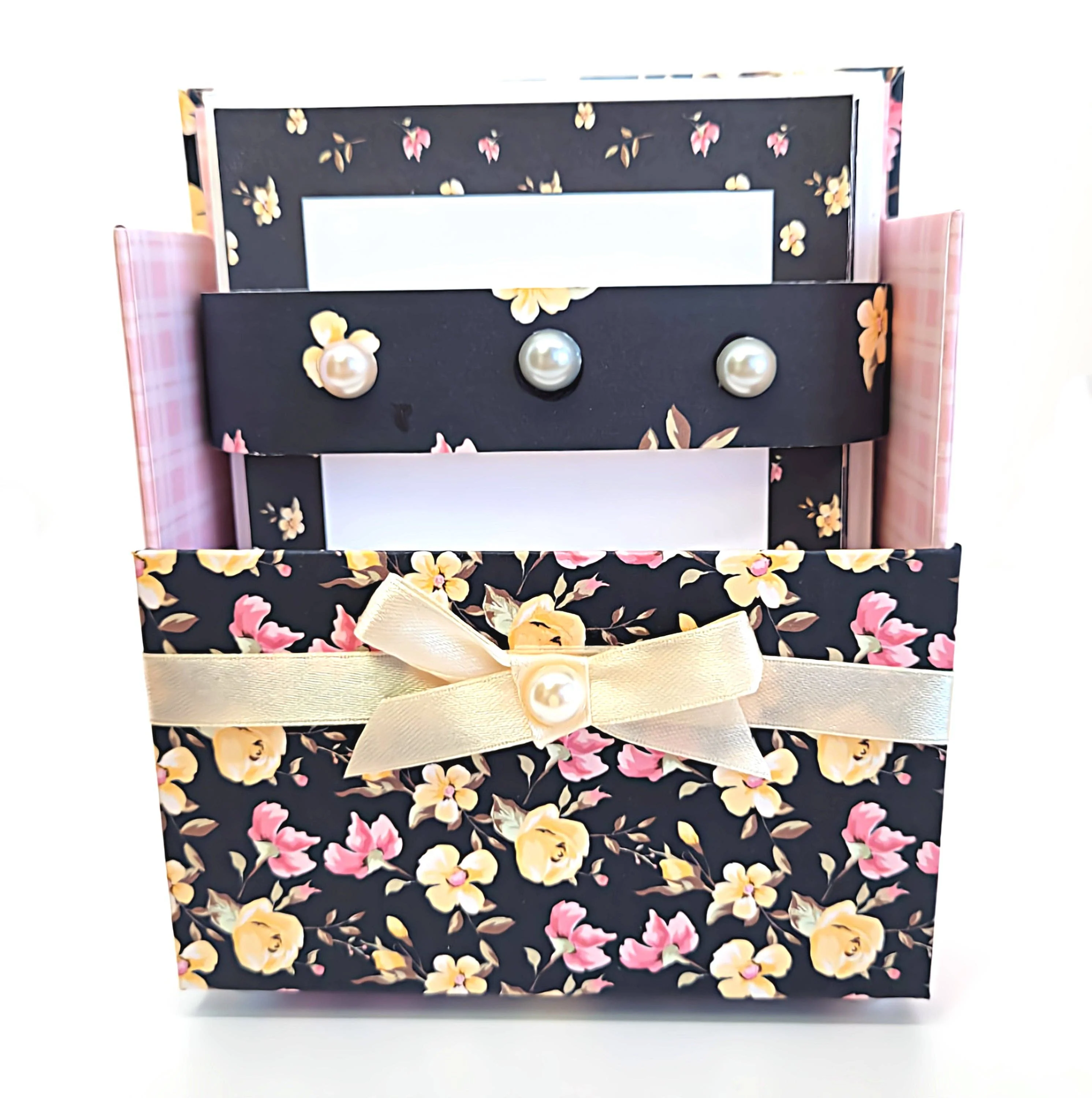 42-Pc Stationery Gift Box Set w/Desk Organizer, Yellow Roses - Image 8