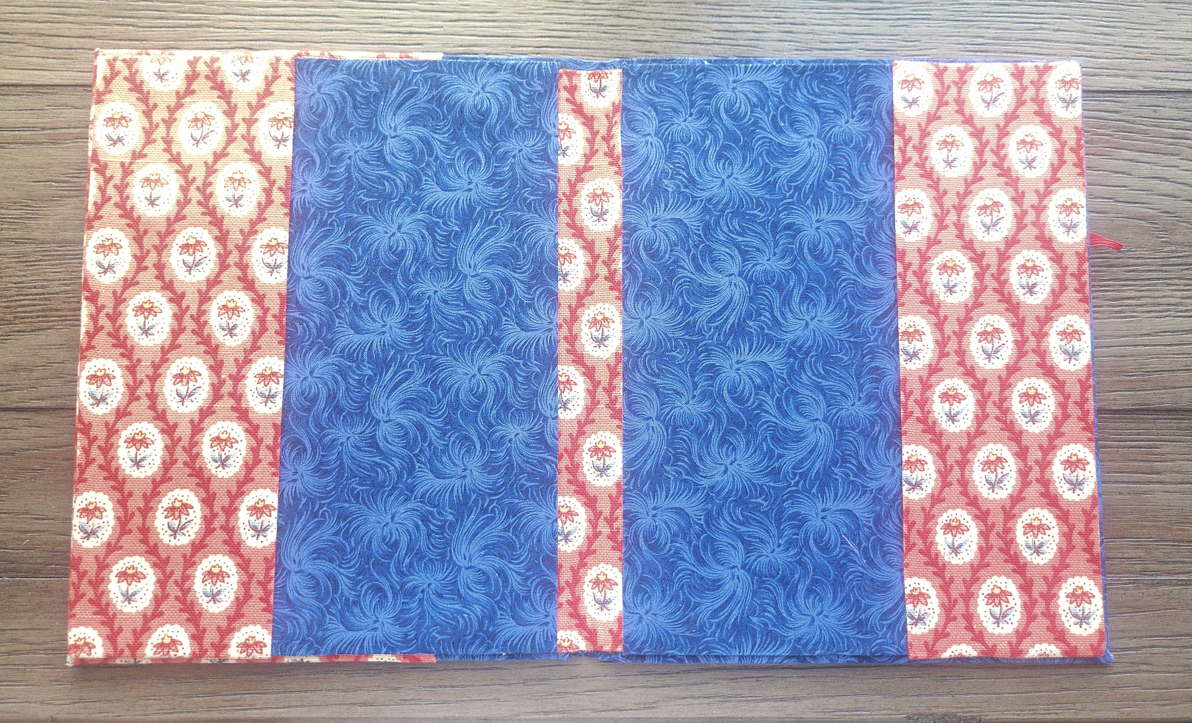Fabric Covered Hardcover Notebook Composition Book Cover - Blue Swirls & Flowers - Image 3