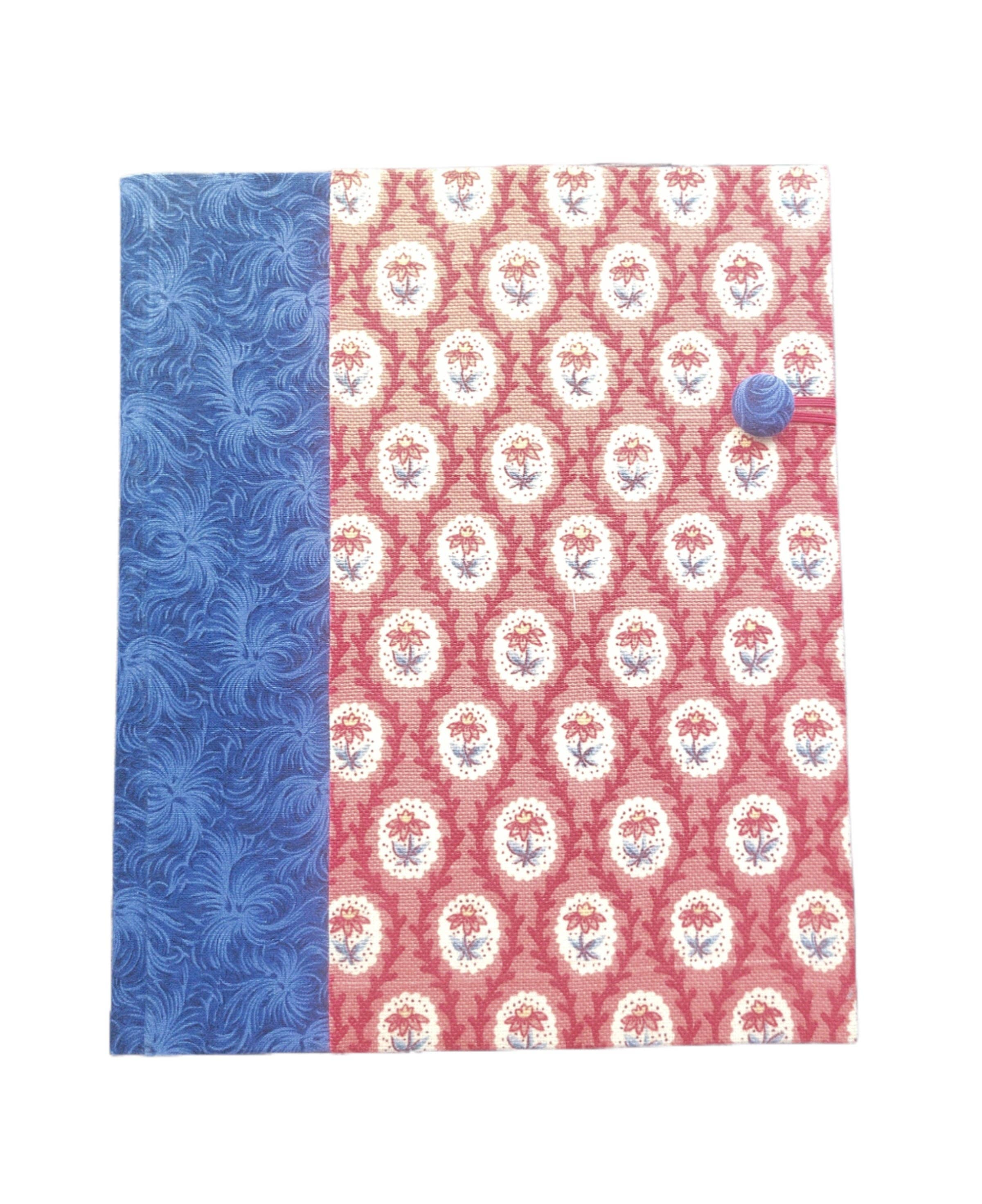 Fabric Covered Hardcover Notebook Composition Book Cover - Blue Swirls & Flowers - Image 6