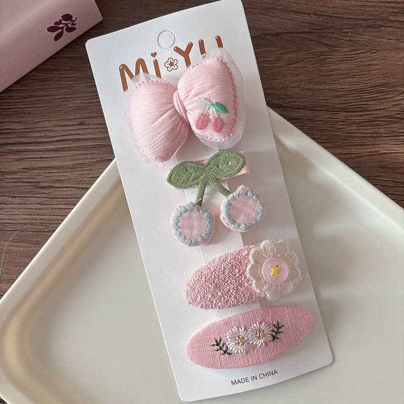 Chic Pink Fabric Bow Hair Clips for Girls: 1-Floral Bow Set - Image 10