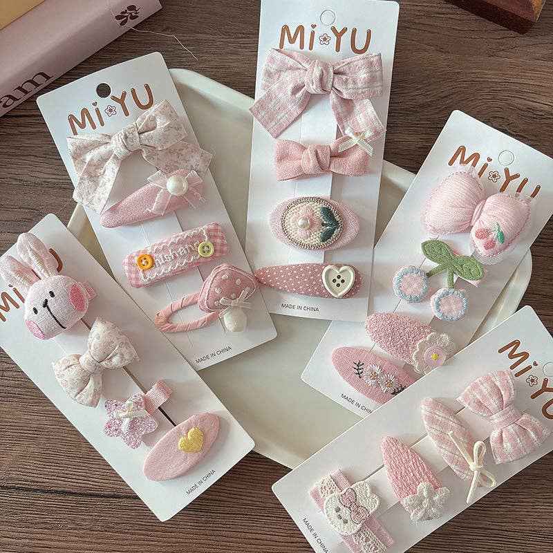 Chic Pink Fabric Bow Hair Clips for Girls: 1-Floral Bow Set - Image 2