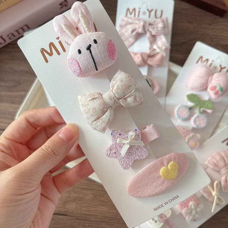 Chic Pink Fabric Bow Hair Clips for Girls: 1-Floral Bow Set - Image 3