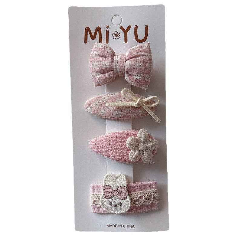 Chic Pink Fabric Bow Hair Clips for Girls: 1-Floral Bow Set - Image 6