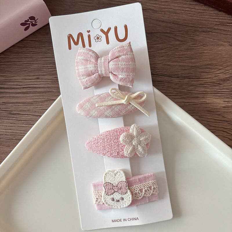 Chic Pink Fabric Bow Hair Clips for Girls: 1-Floral Bow Set - Image 8