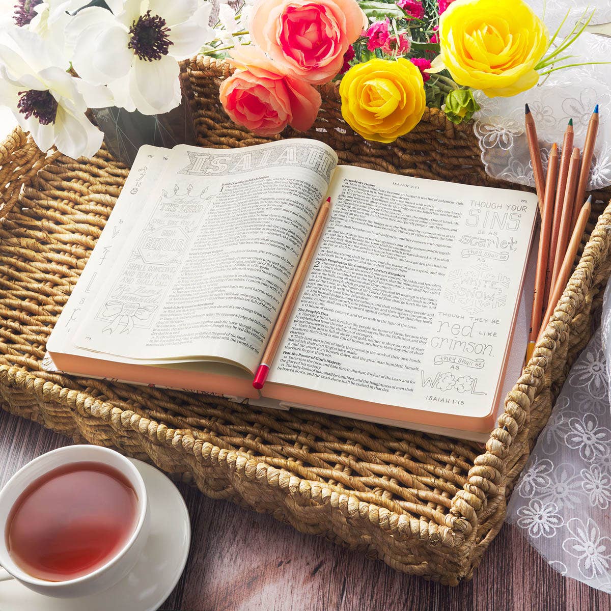 KJV My Creative Bible Faux Leather, White Floral Printed - Image 8