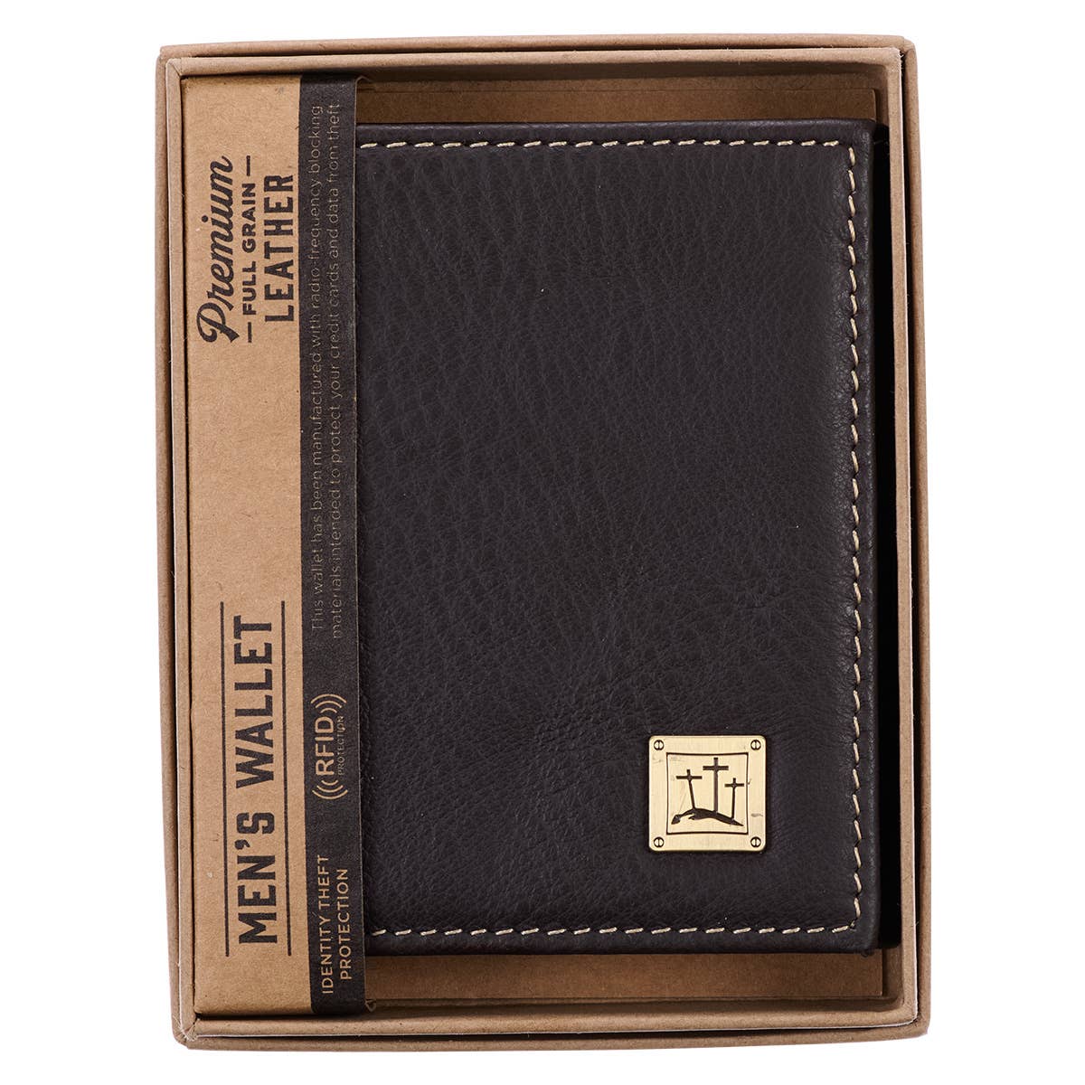 Wallet Leather Brown Crosses Badge - Image 4