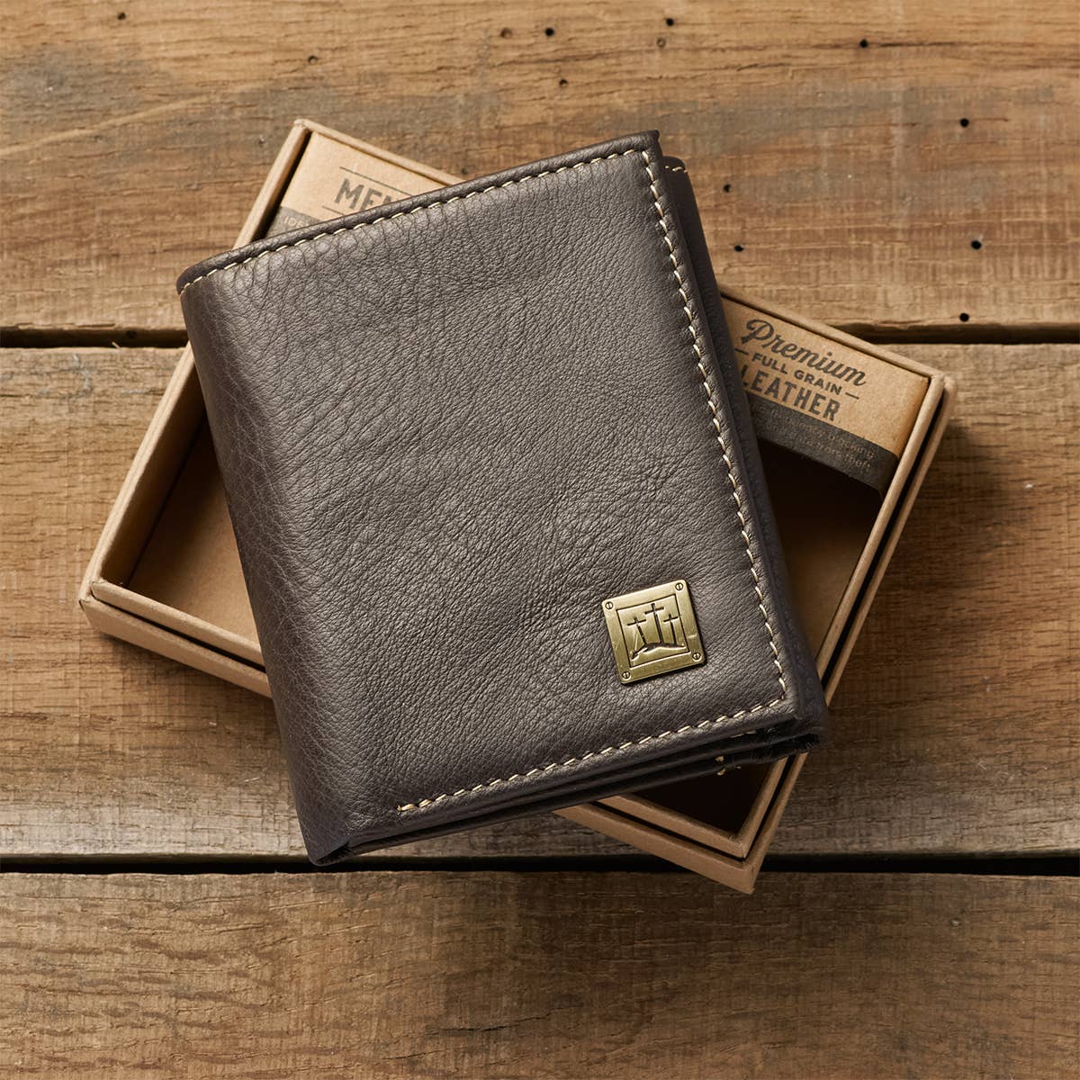 Wallet Leather Brown Crosses Badge - Image 6