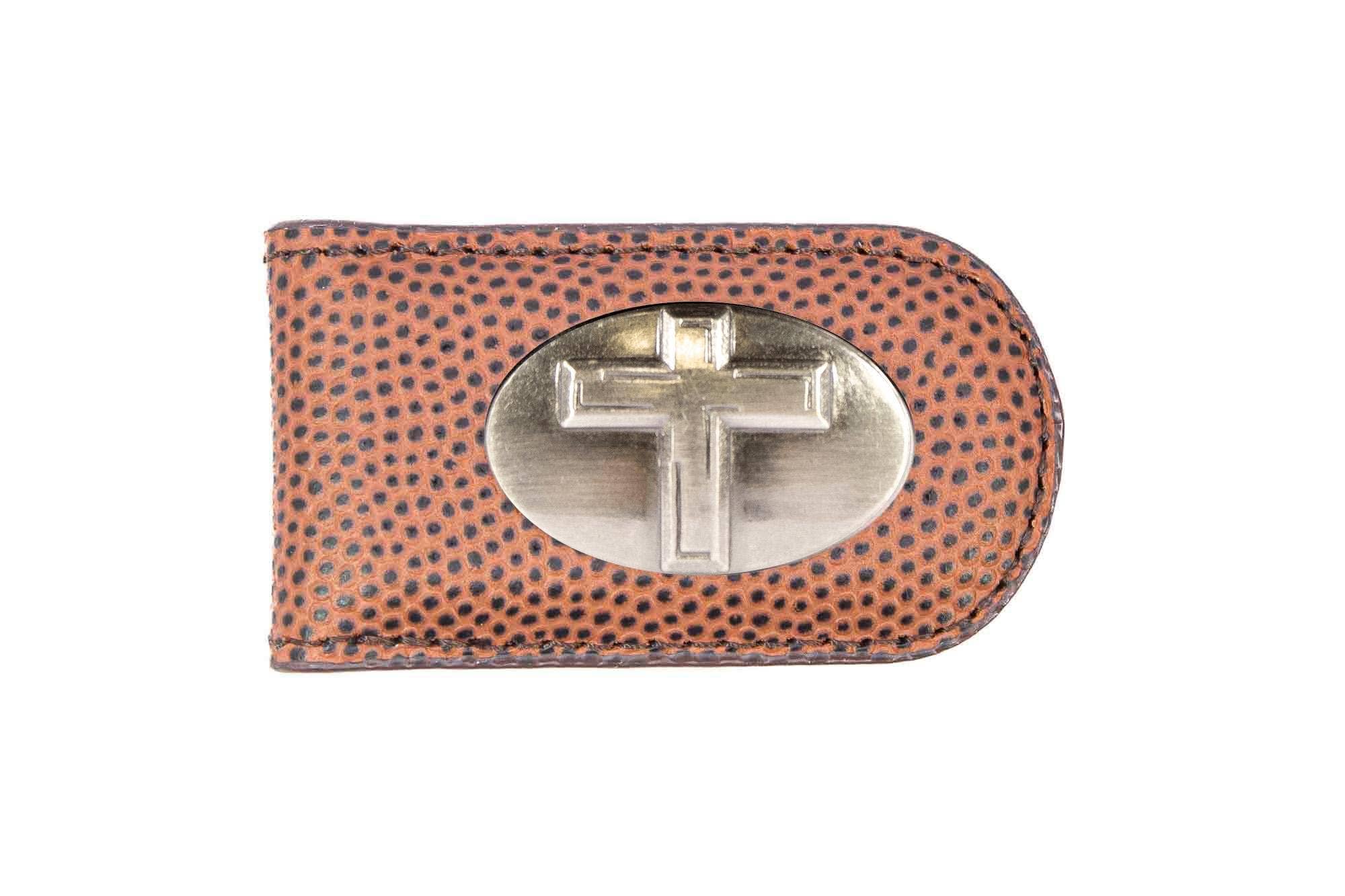 Christian Cross Leather Magnetic Money Clip Wallet: Croc Tan - Image 7