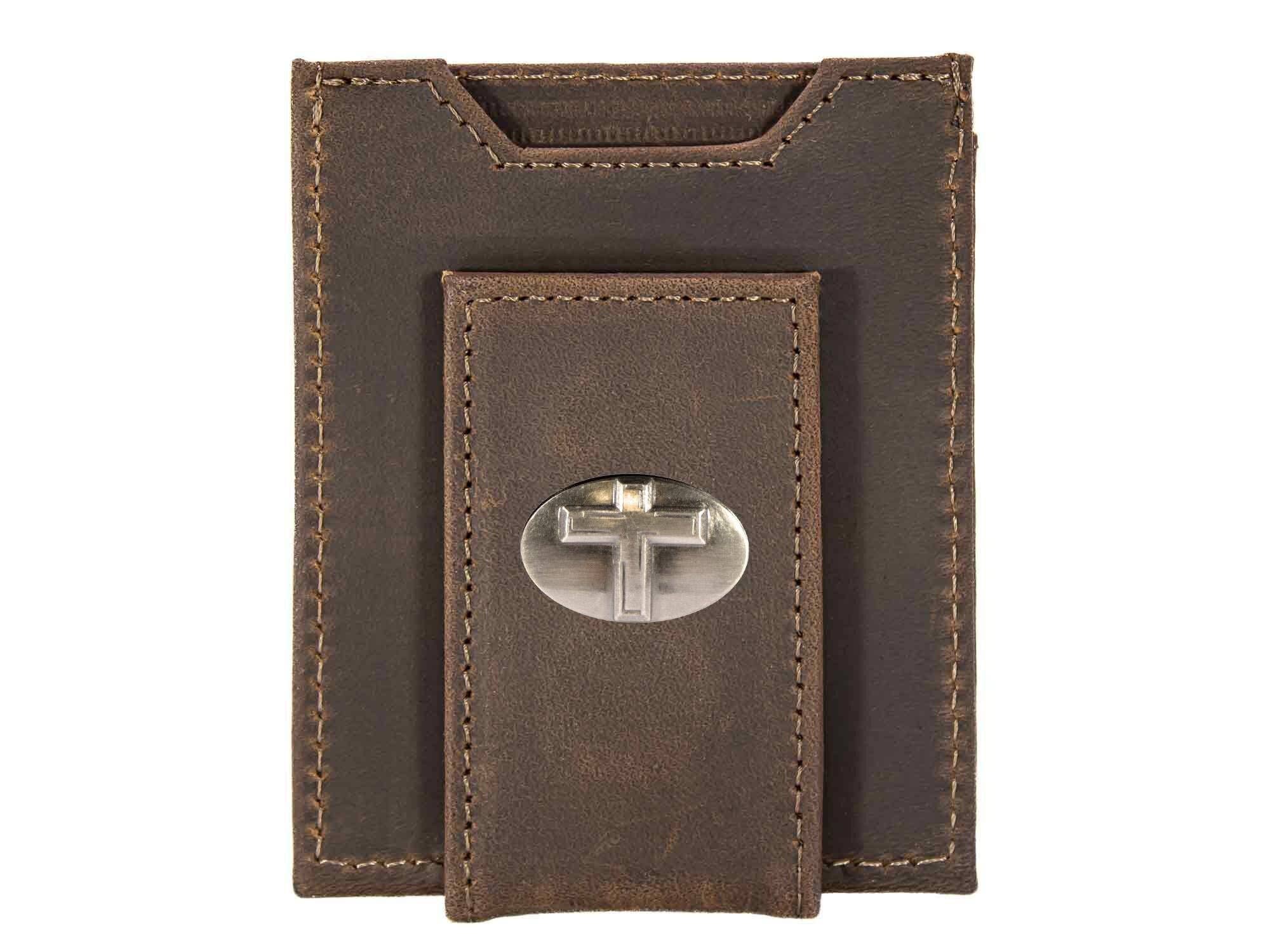Christian Cross Magnetic Leather Slim Wallet: Pebble Black - Image 2
