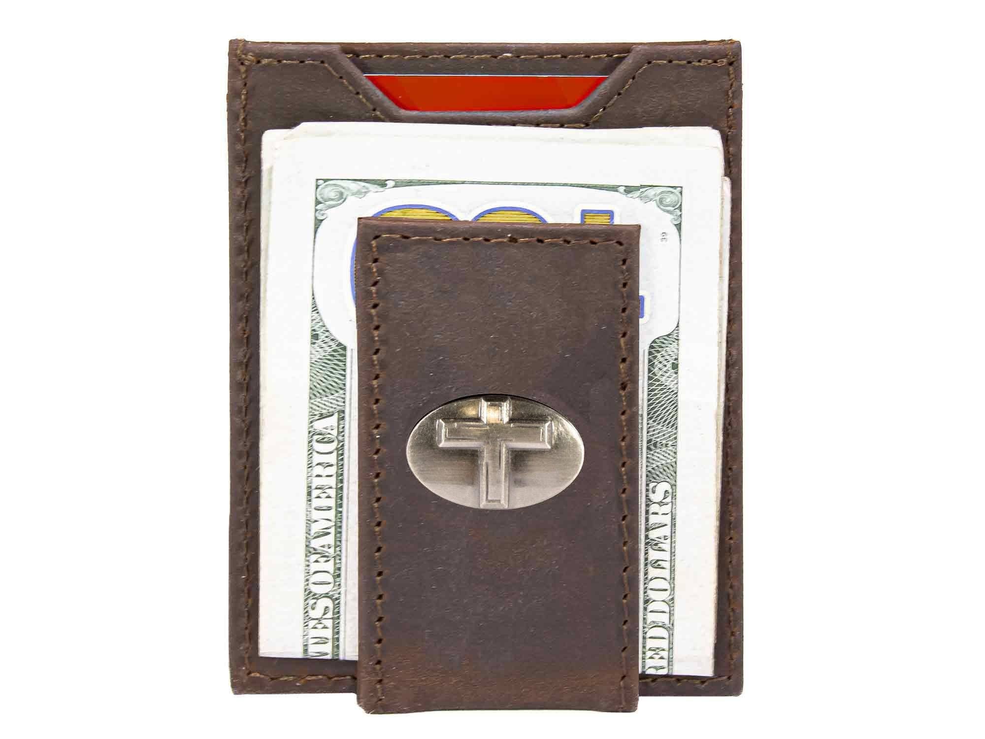 Christian Cross Magnetic Leather Slim Wallet: Pebble Black - Image 8