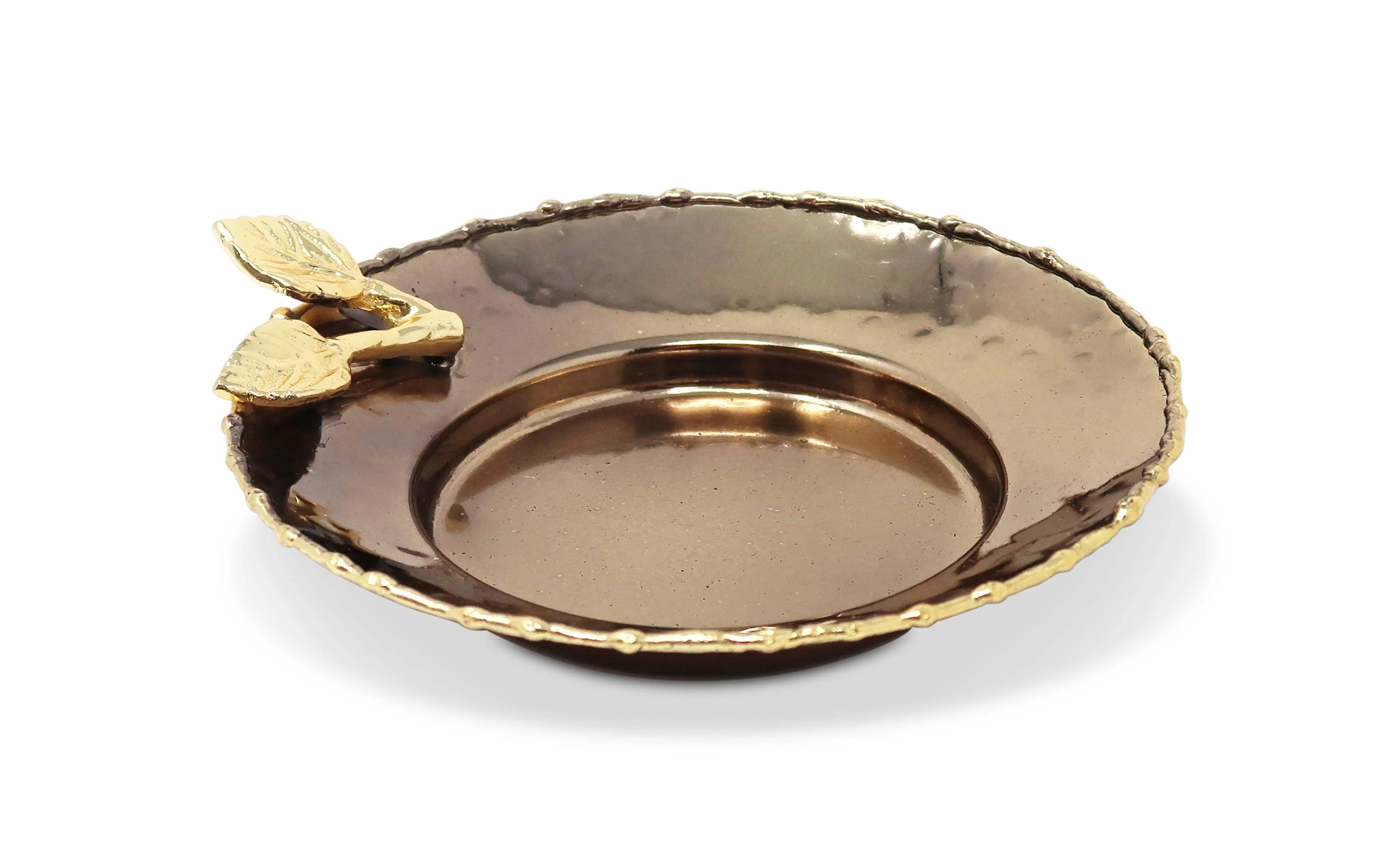 Glass Cup and Plate with Leaf Flower Design, 5" - Image 3