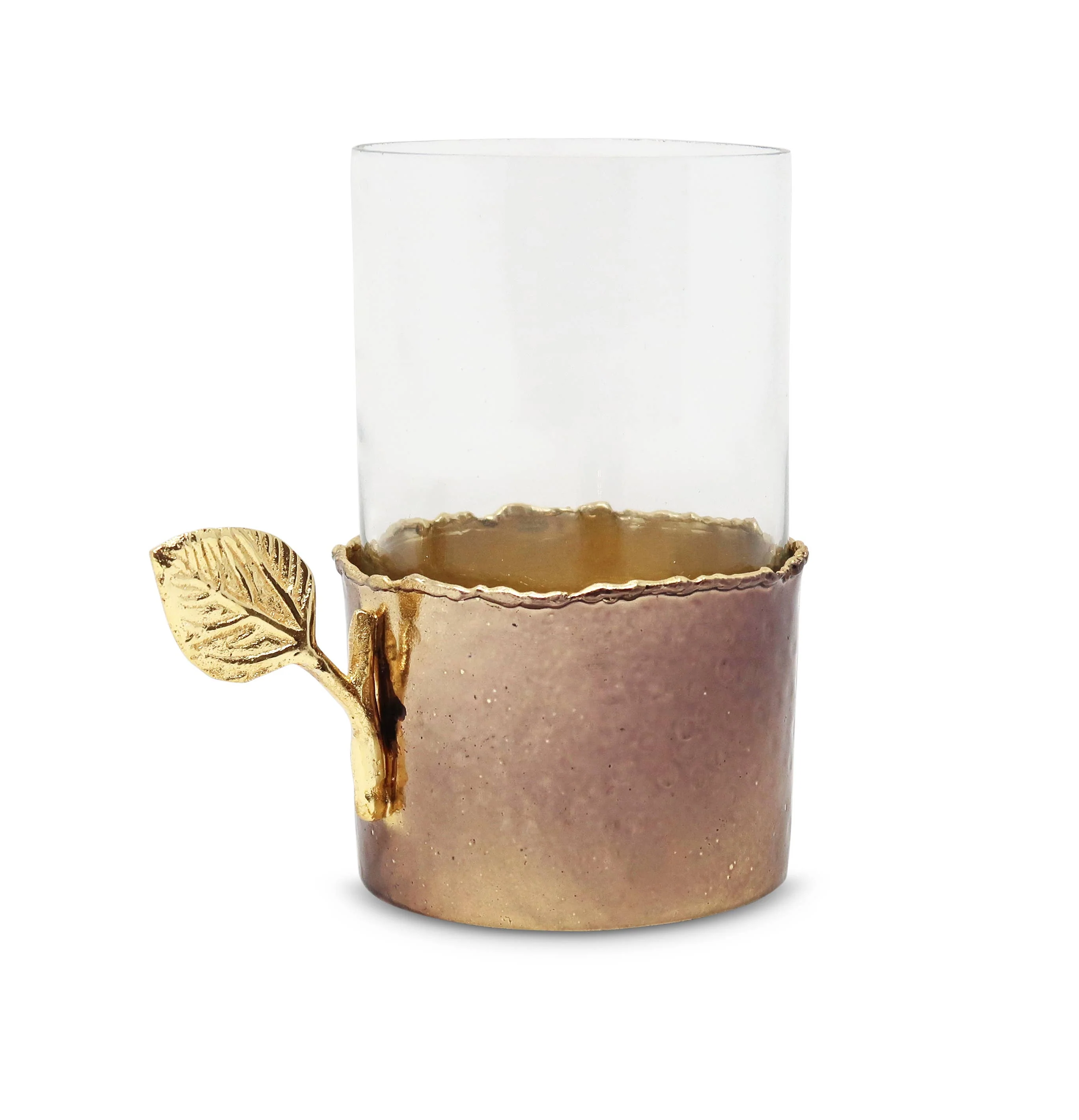 Glass Cup and Plate with Leaf Flower Design, 5" - Image 5