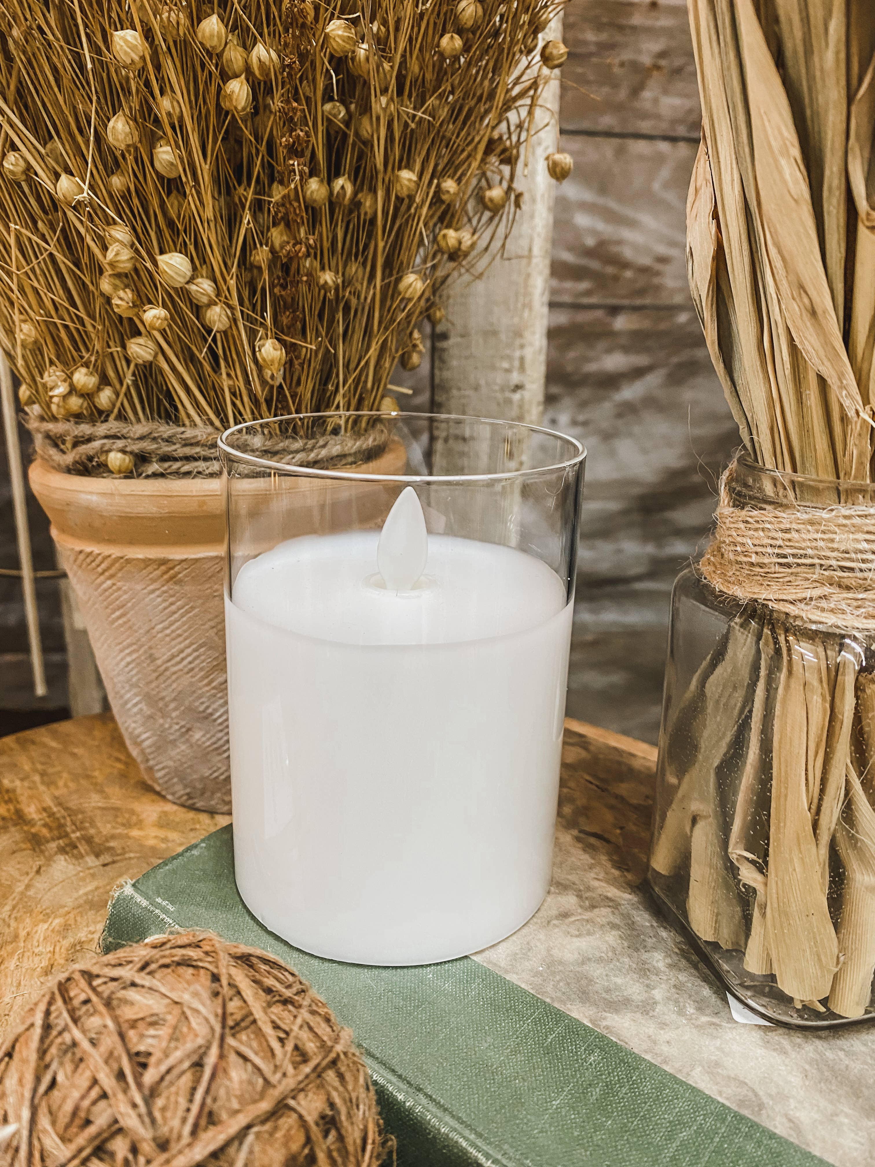 Clear Glass Cylinder Moving Flame LED Candle 3x4in - Image 2
