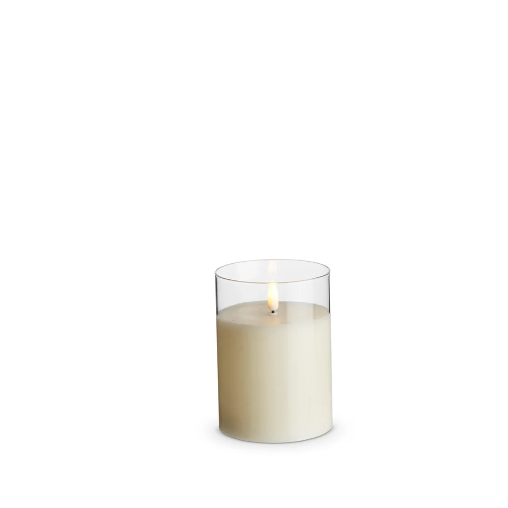 Clear Glass Ivory Pillar Candle