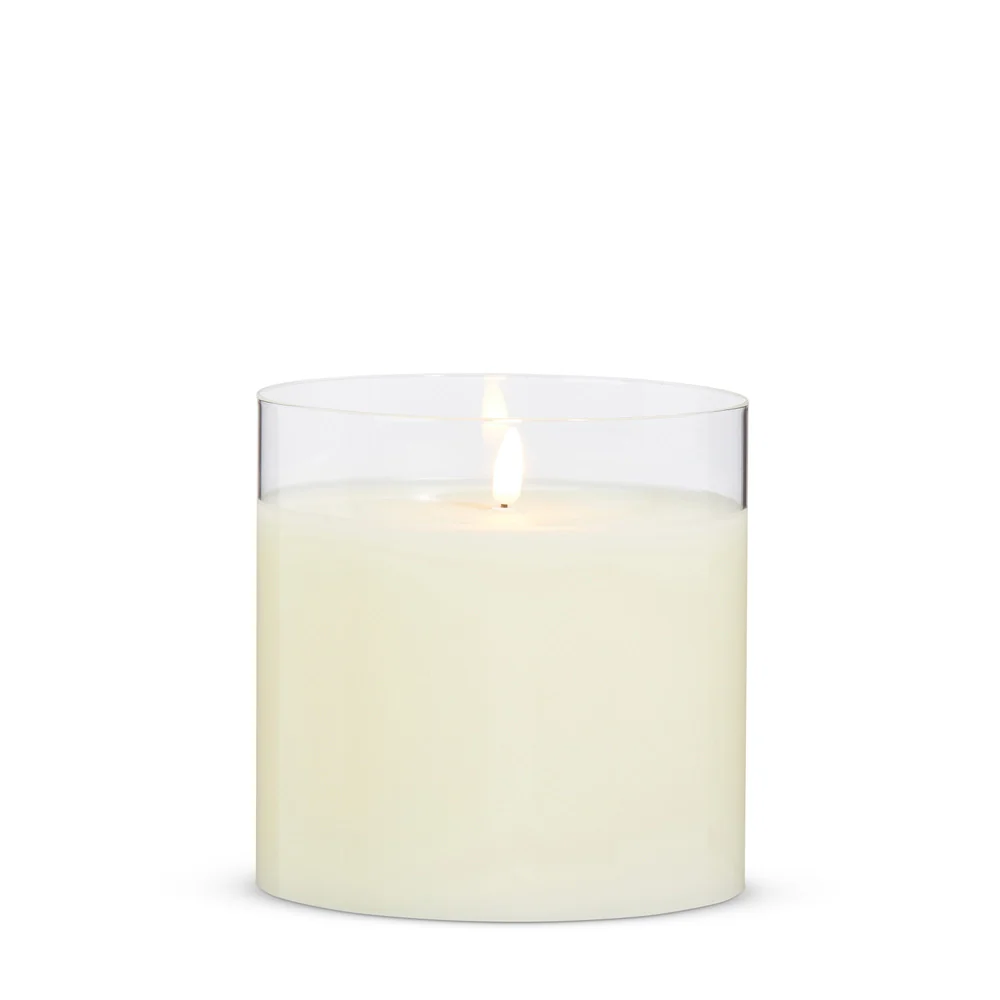 Clear Glass Ivory Pillar Candle