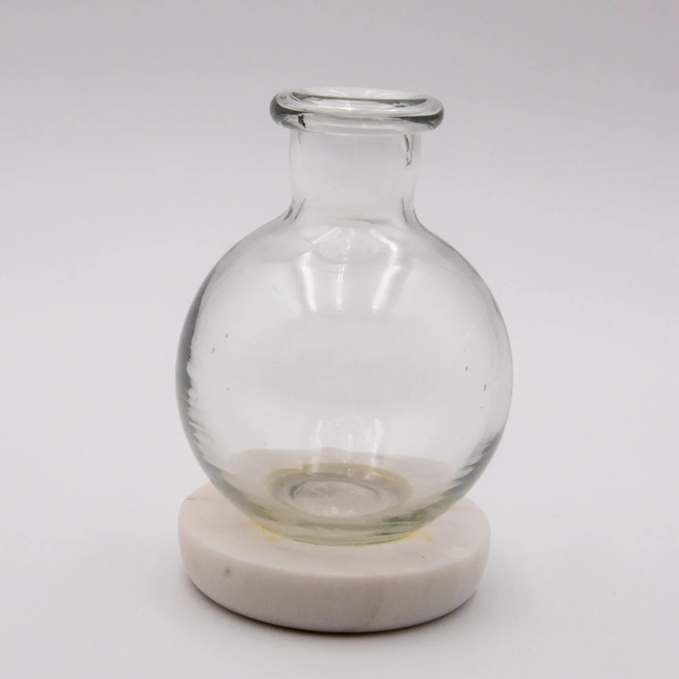 Clear Glass Vases on White Marble Base-Set of 3 - Image 2