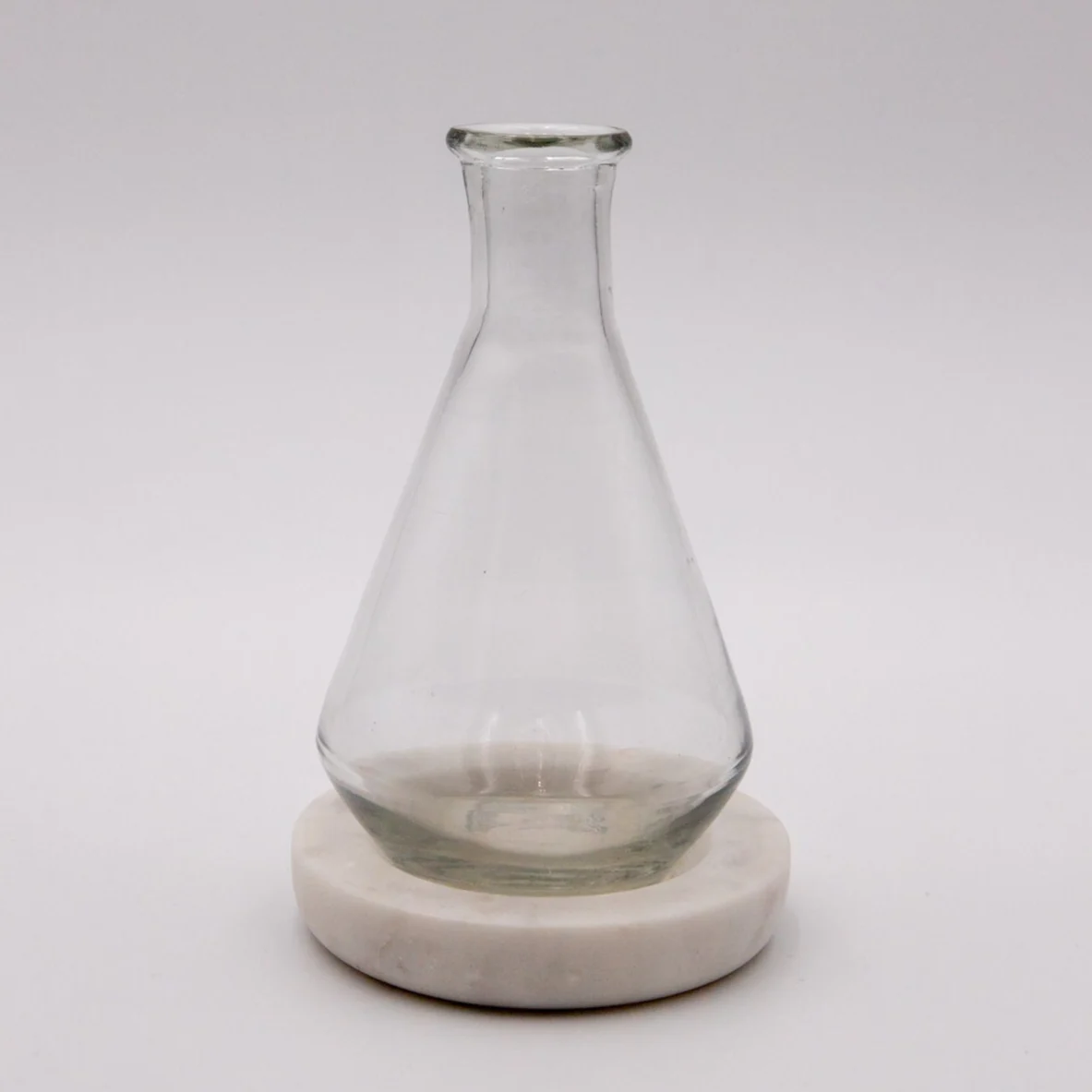 Clear Glass Vases on White Marble Base-Set of 3 - Image 3