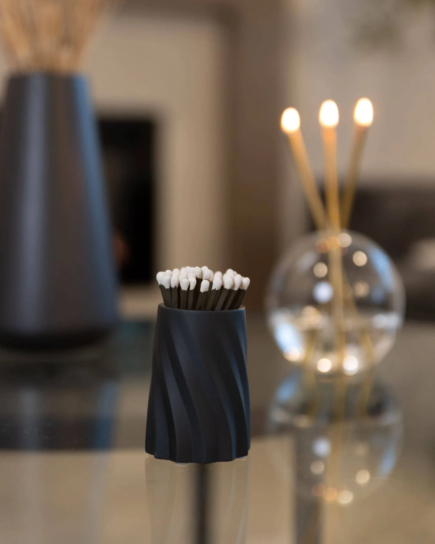 Concrete Safety Match Holder with Matches – Black - Image 2
