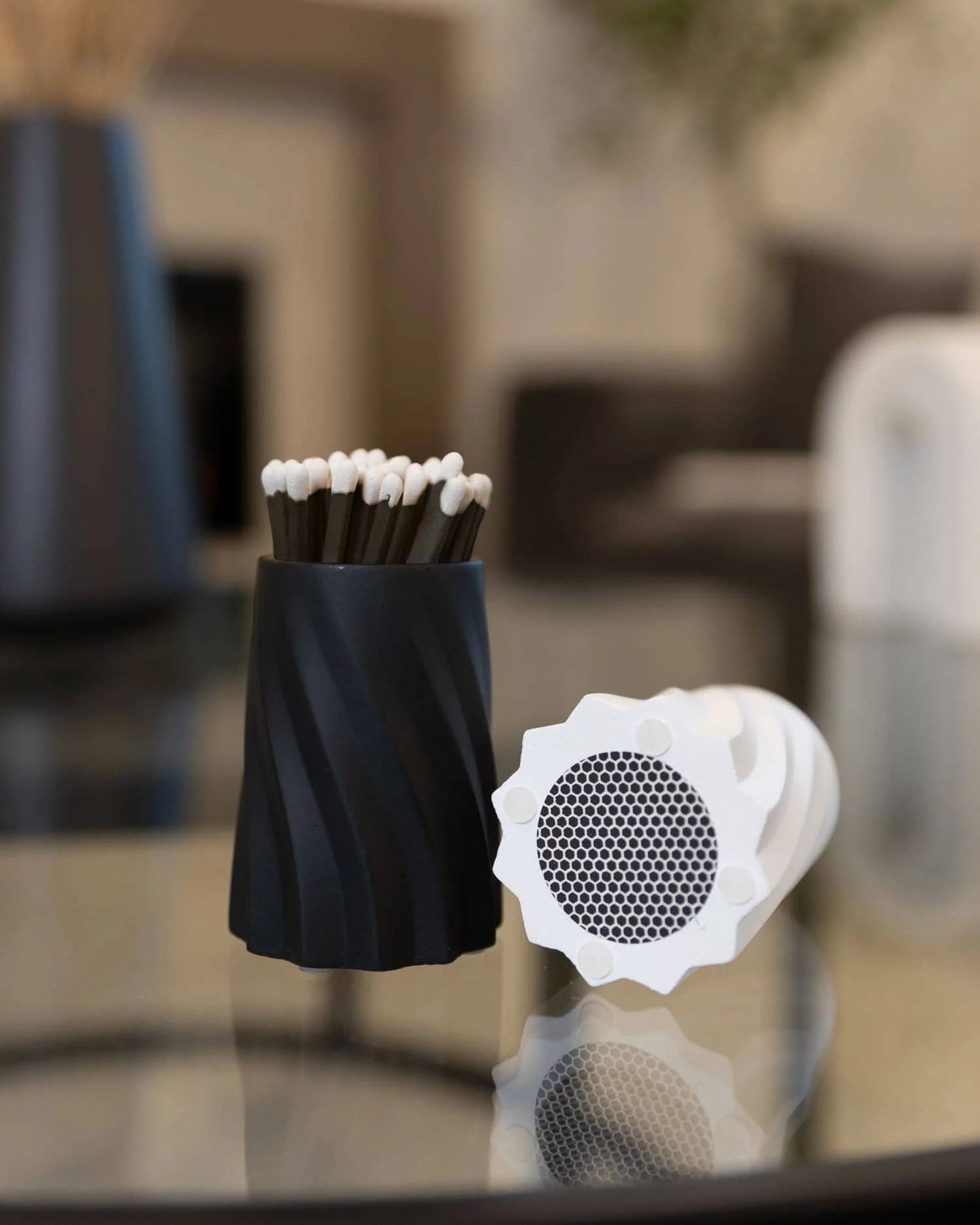 Concrete Safety Match Holder with Matches – Black - Image 3