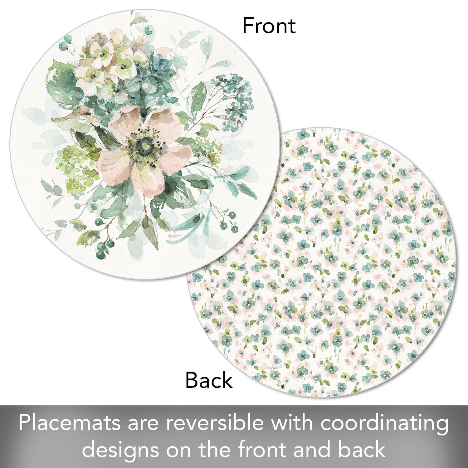 Mint Crush" Round Reversible Plastic Placemat - Image 2