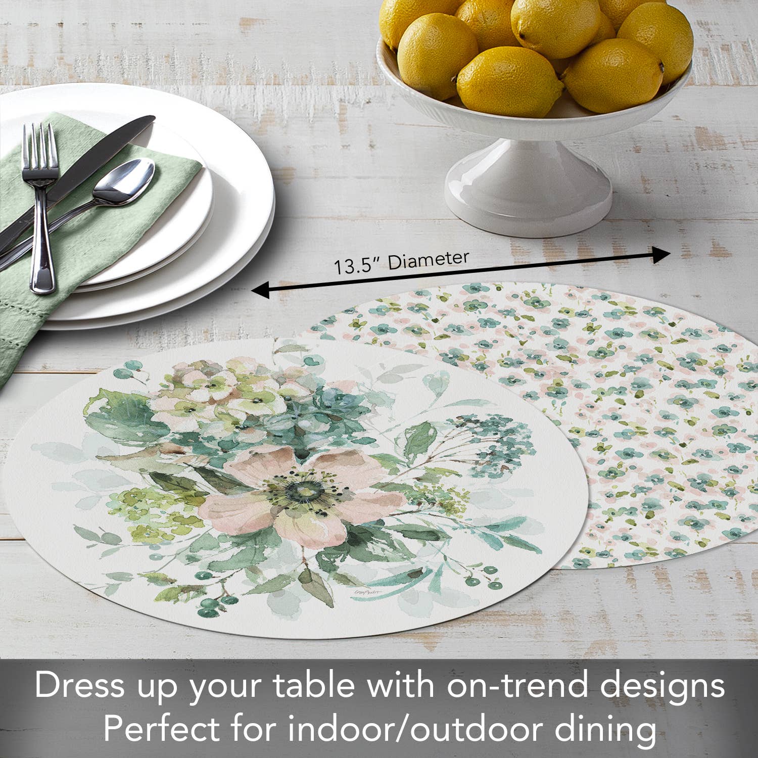 Mint Crush" Round Reversible Plastic Placemat - Image 3