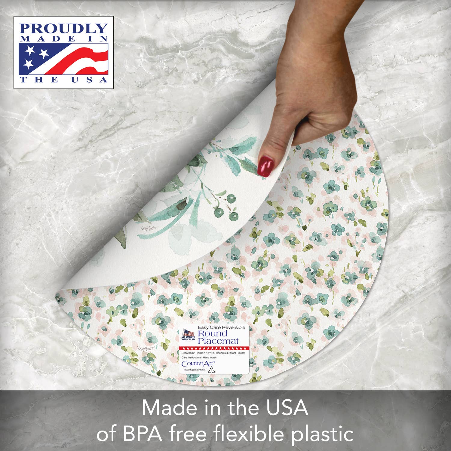Mint Crush" Round Reversible Plastic Placemat - Image 4