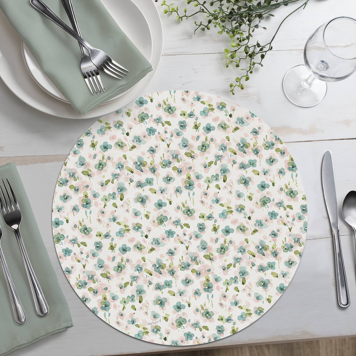 Mint Crush" Round Reversible Plastic Placemat - Image 5