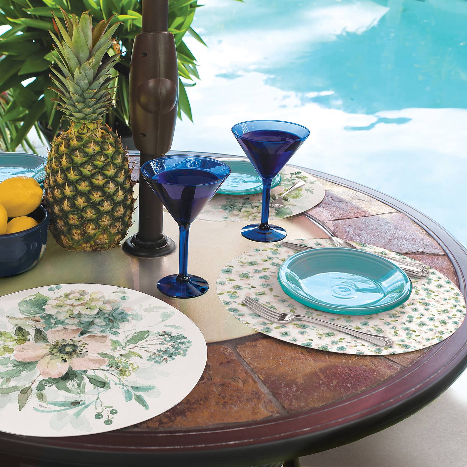 Mint Crush" Round Reversible Plastic Placemat - Image 6