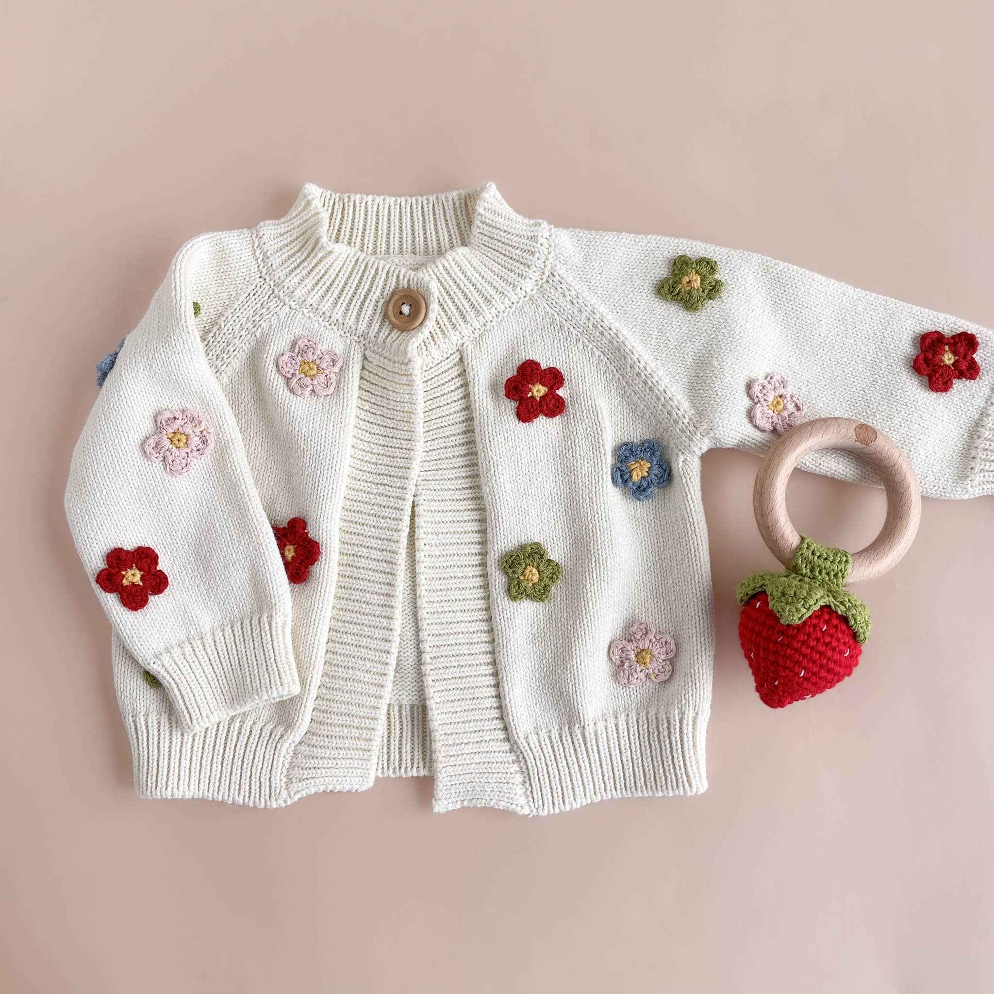 Cotton Flower Cardigan : 0-6m - Image 4